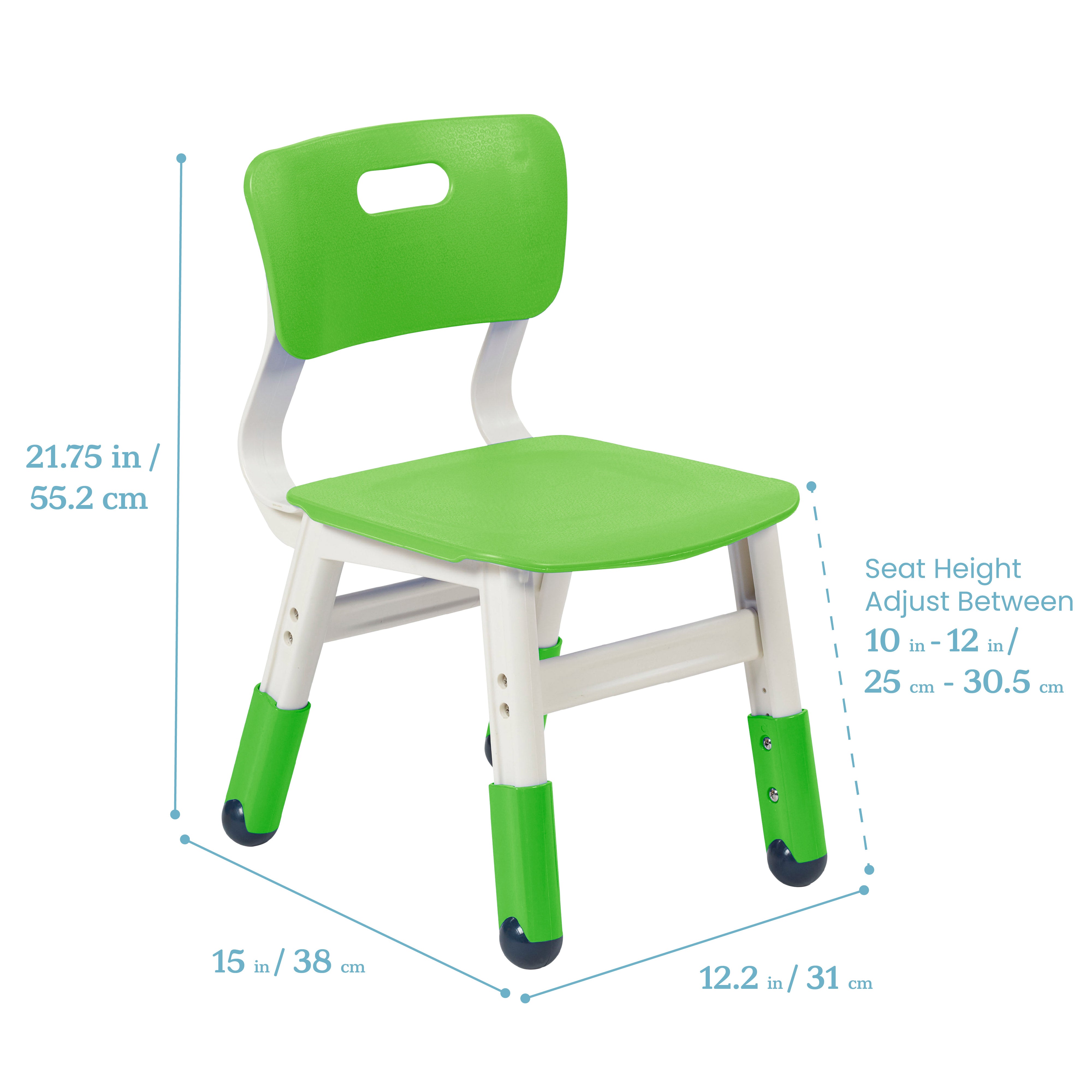 Adjustable Height Plastic Classroom Chairs, 2-Pack
