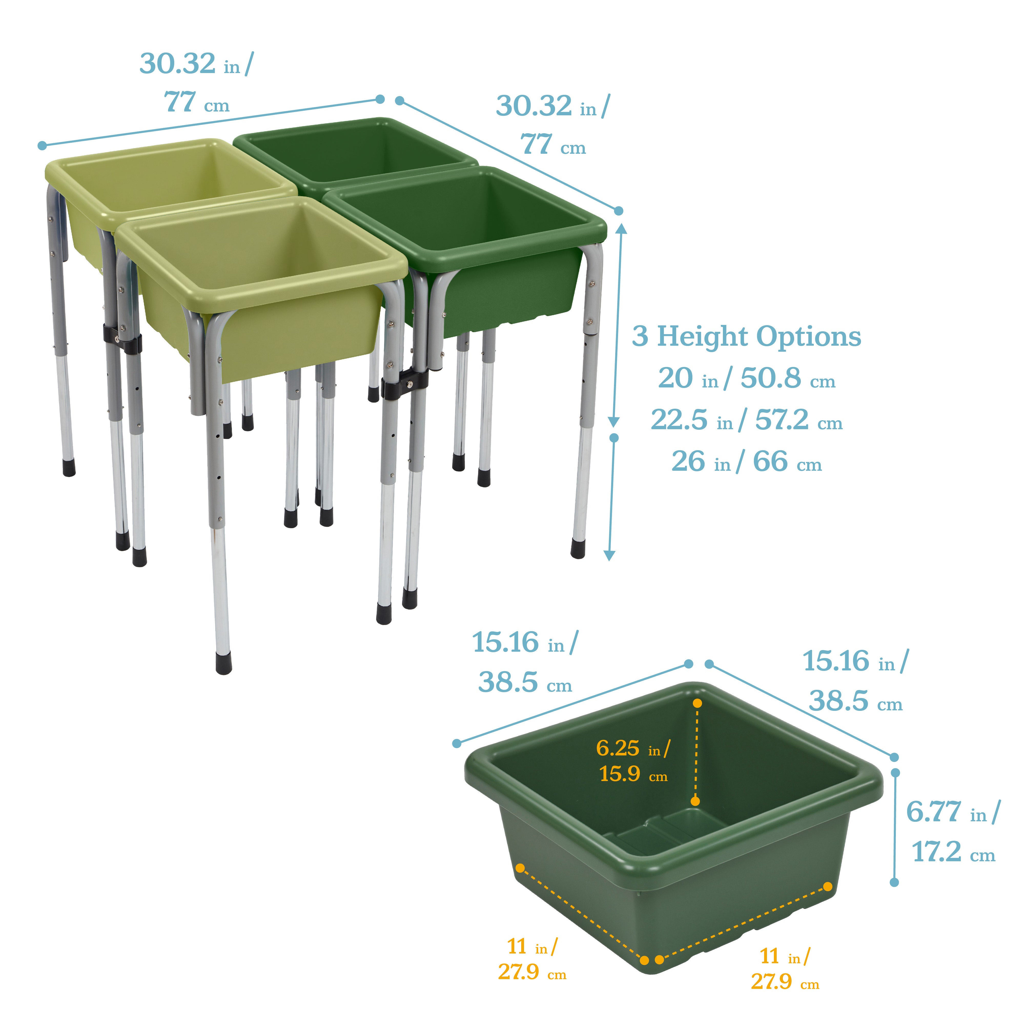 4-Station Sand and Water Adjustable Play Table, Sensory Bins