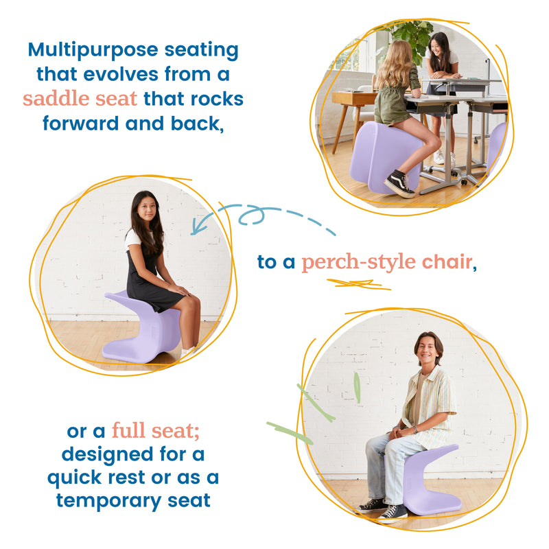Wave Seat, Active Learning Chair, Flexible Seating, 18in - 19.6in Seat Height