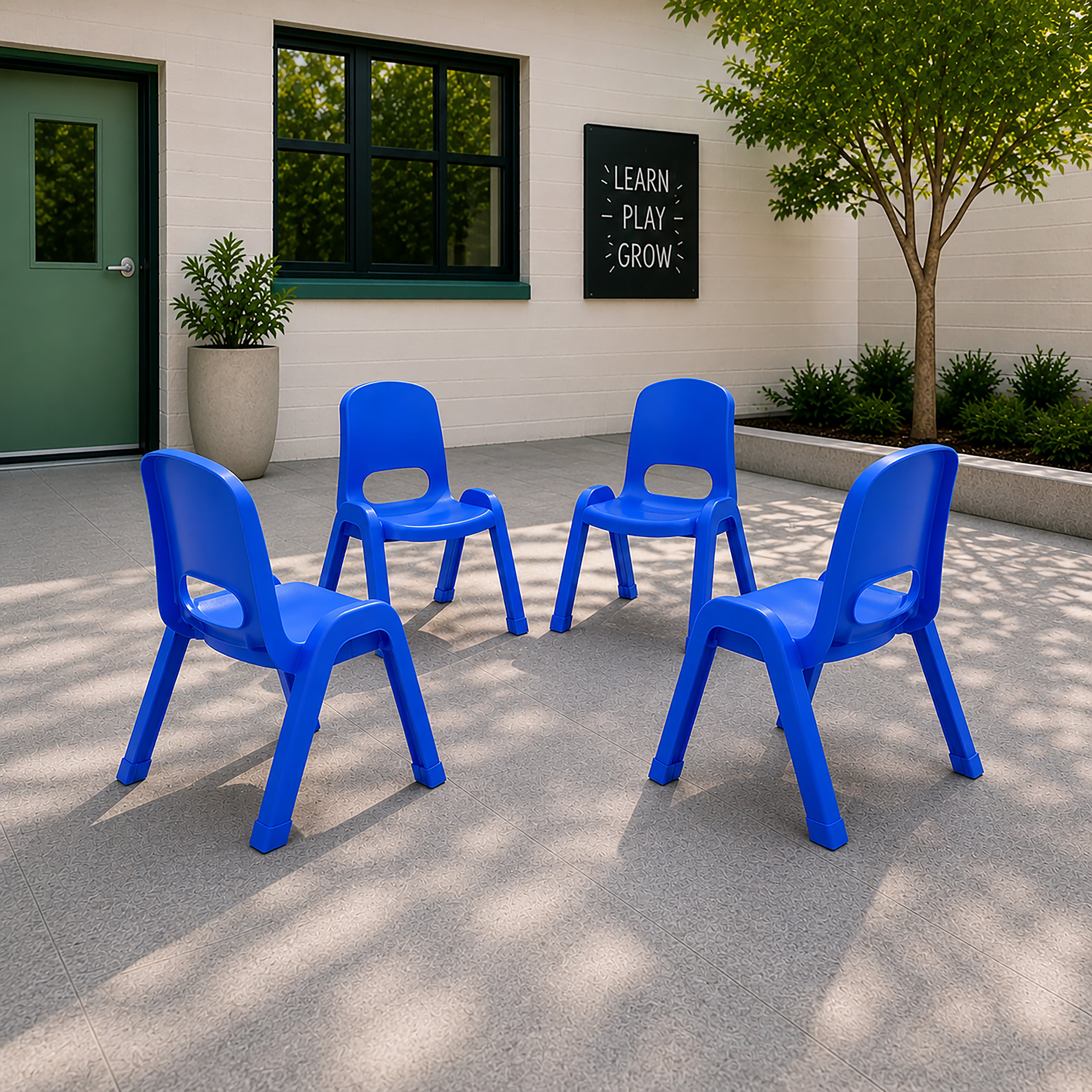 SitRight Plastic Stackable Chair, 11in Seat Height, 4-Pack