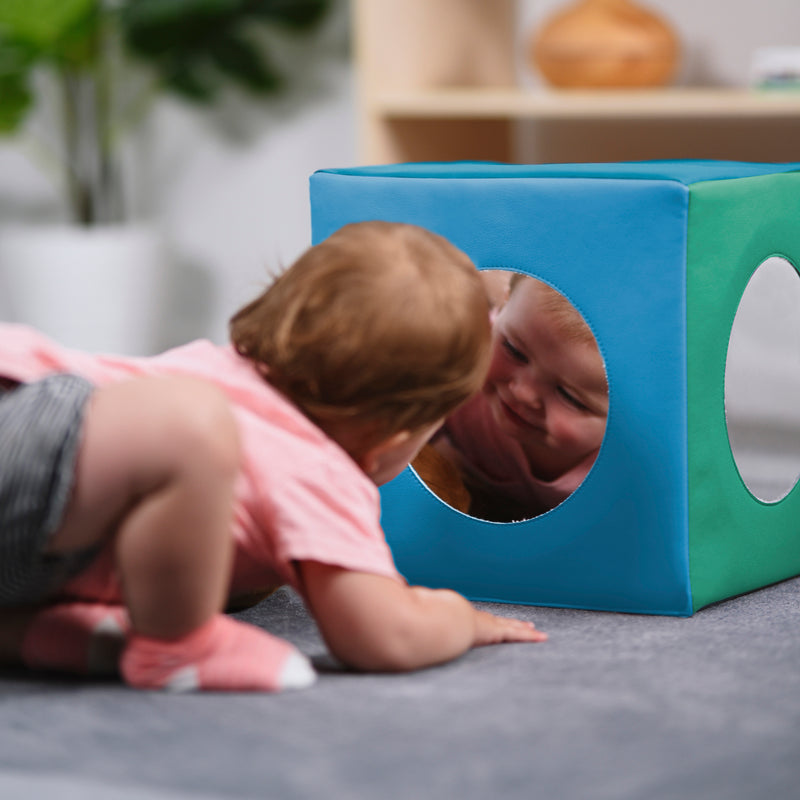 Mirror Cube, Soft Sensory Tummy Time Toy for Infants and Babies