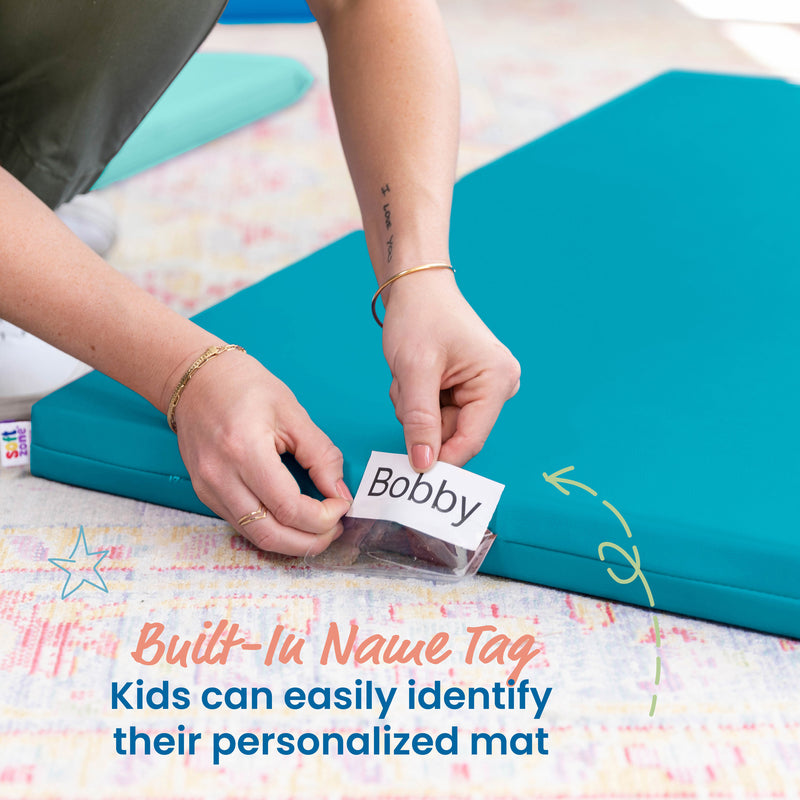 Rainbow Rest Nap Mats, Clear Name Tag Holder, 2in Thick - 5-Pack