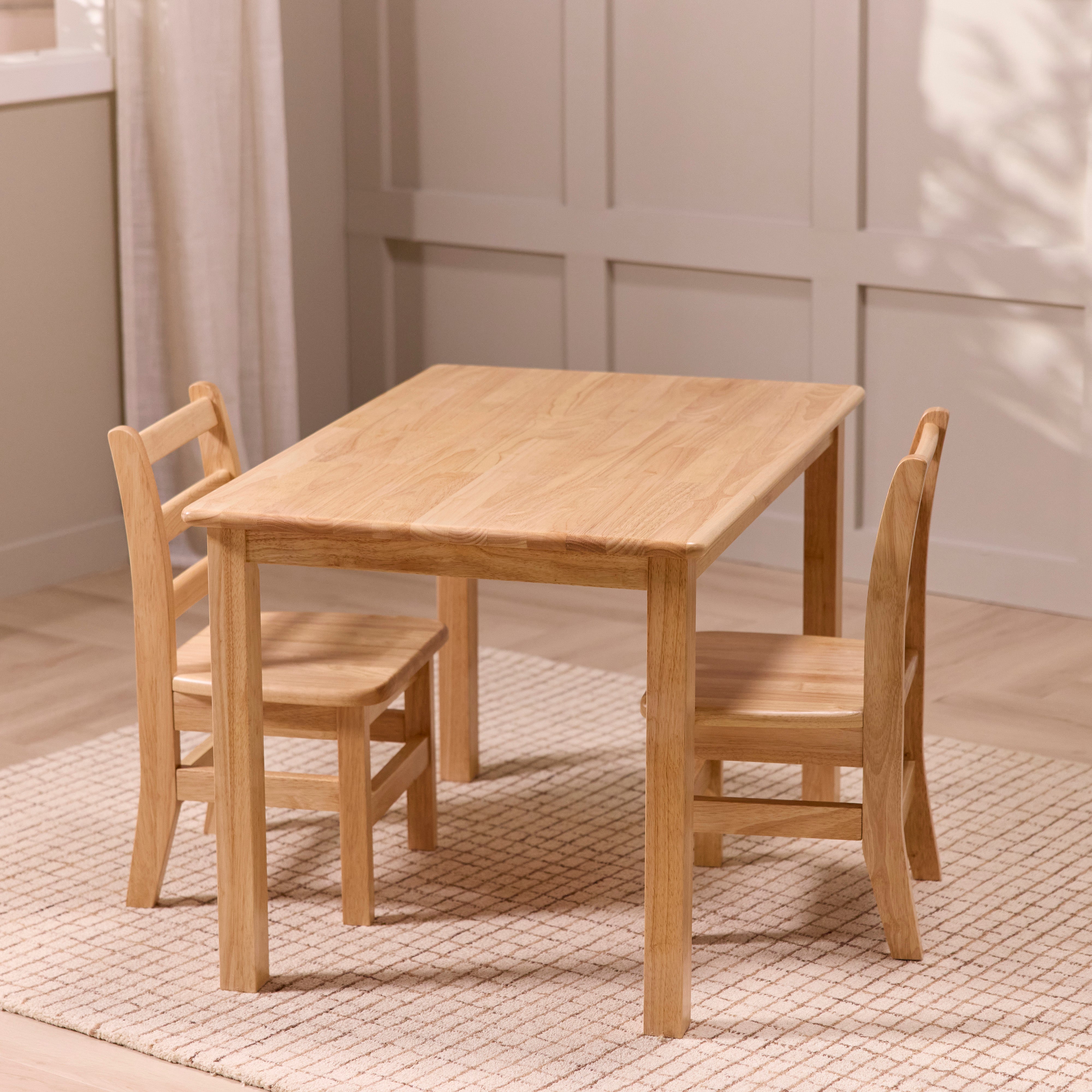 Wooden Activity Table and 12in Chairs, 3-Piece