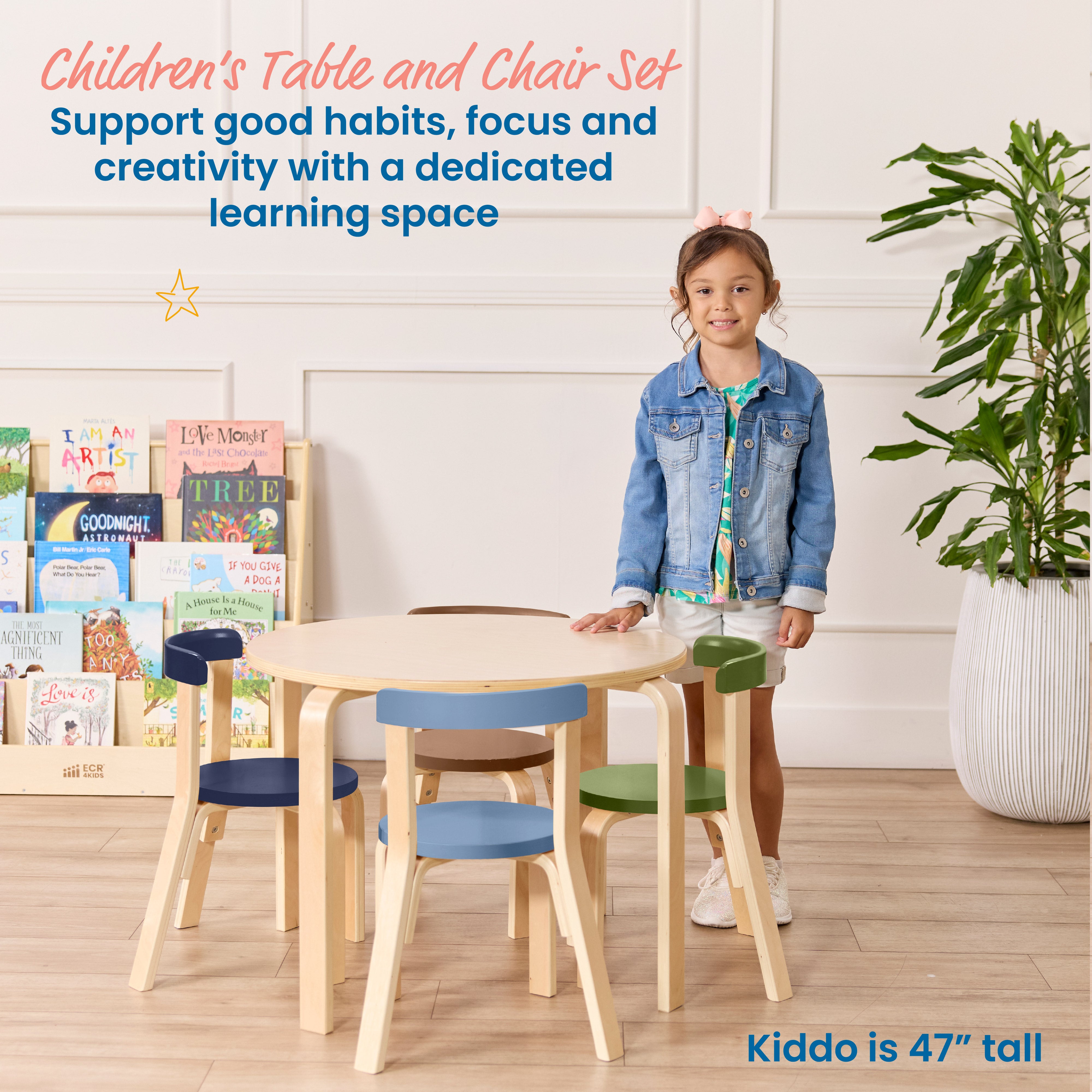 Bentwood Table and Curved Back Chair Set, 5-Piece