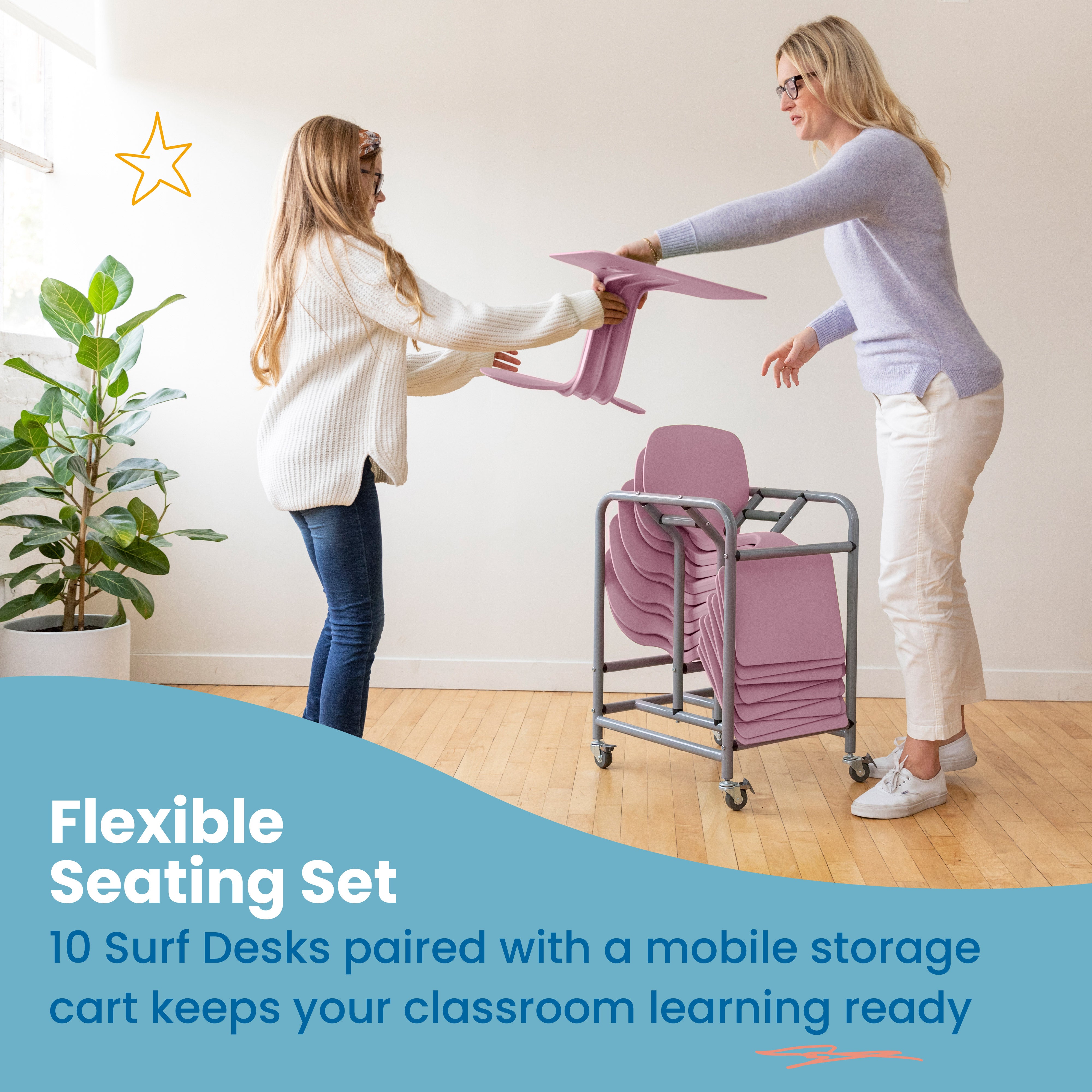 The Surf Portable Lap Desk with Mobile Storage Cart, 10-Pack