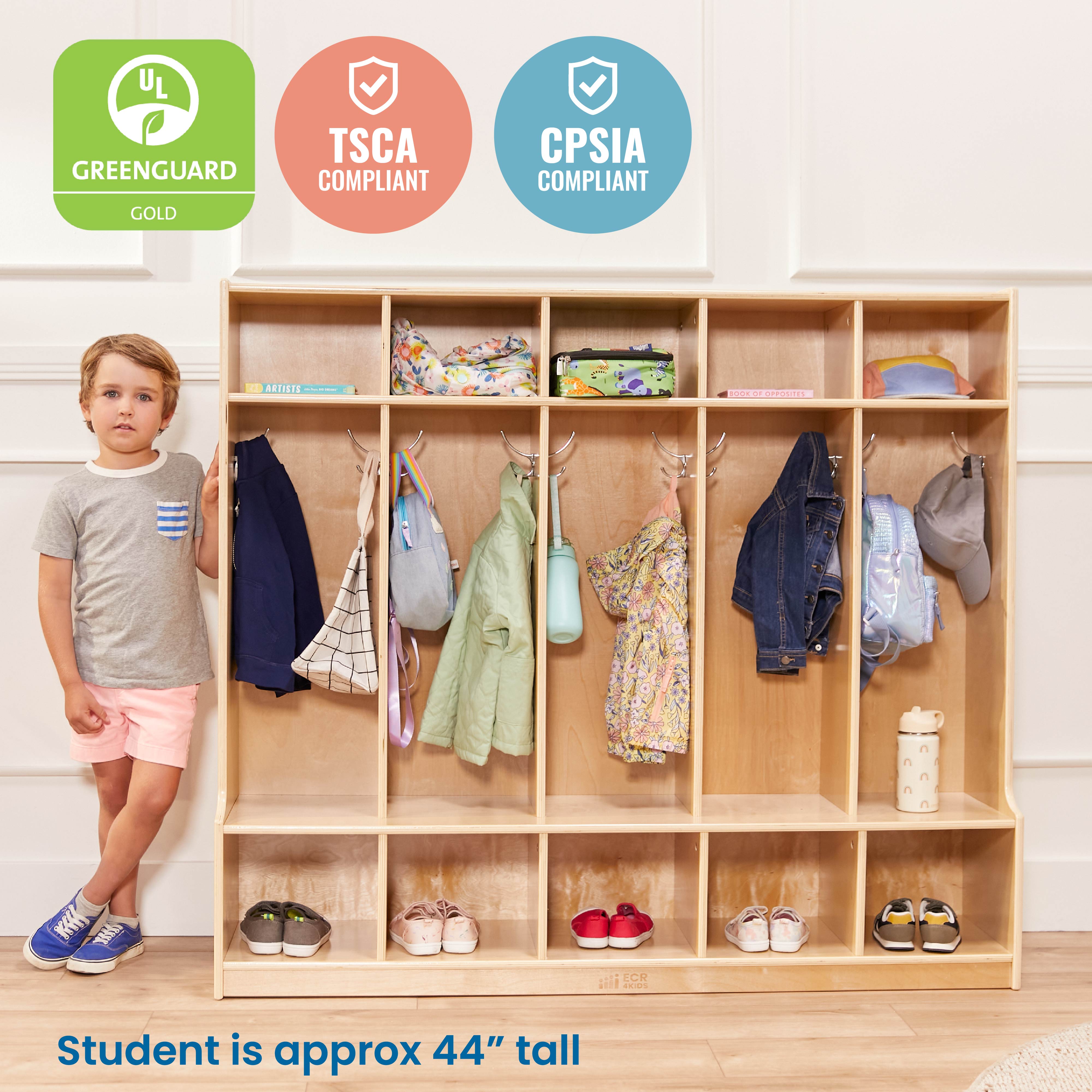 5-Section Coat Locker with Bench and Cubby Storage Compartments