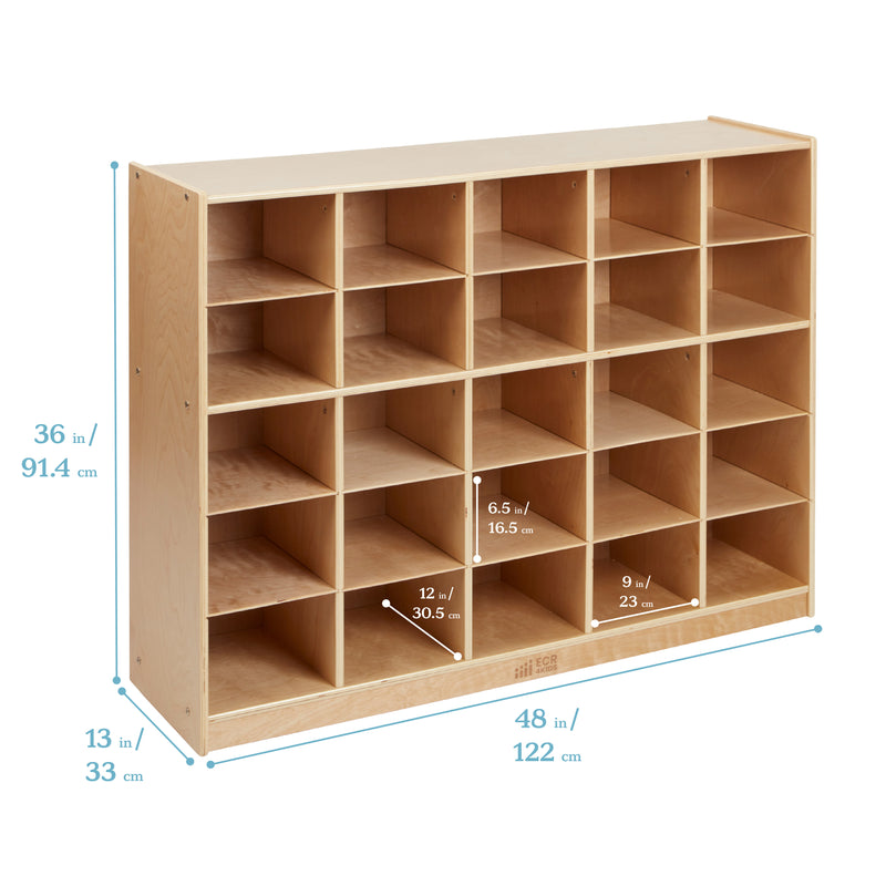 25 Cubby Mobile Tray Storage Cabinet, 5x5, Classroom Furniture