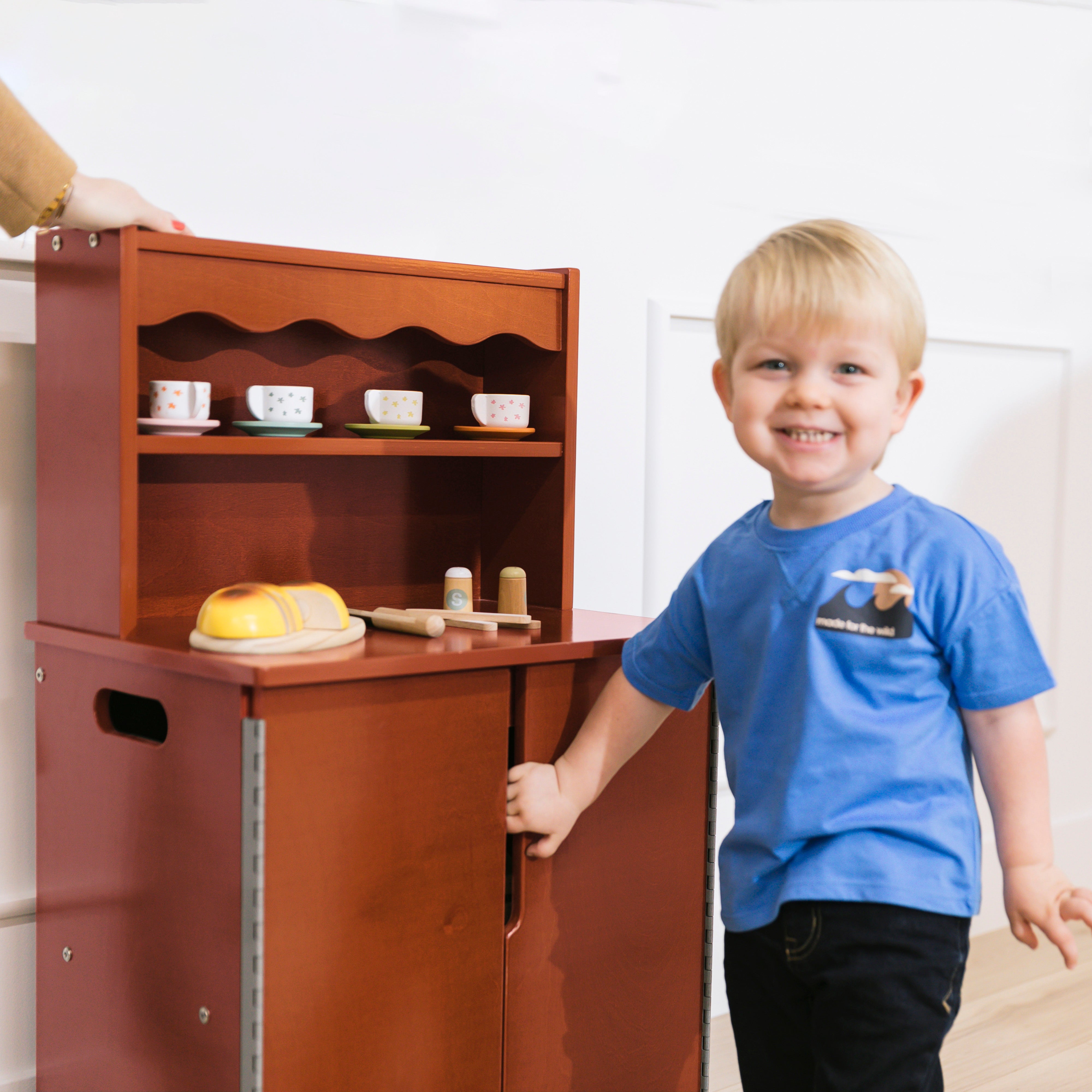 Kitchen Cupboard, Stove, Sink, and Refrigerator for Kids, Wooden, 4-Piece