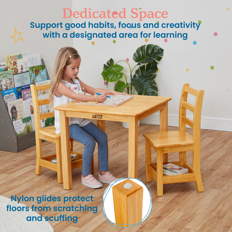 24in Square Hardwood Table with 22in Legs, Kids Furniture