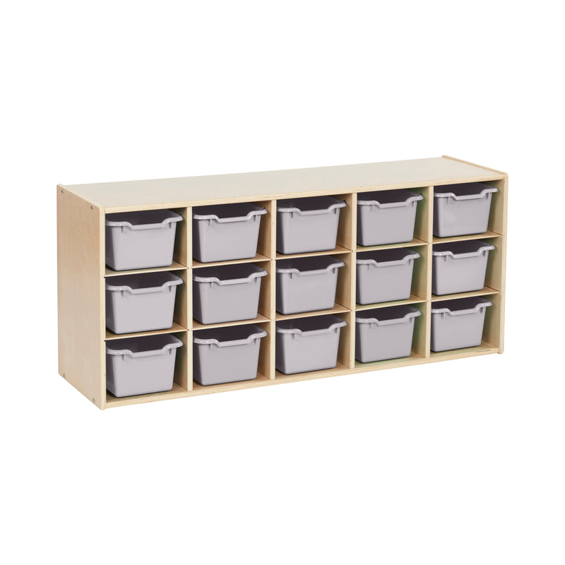 Streamline 15 Cubby Tray Cabinet with Scoop Front Storage Bins, 3x5