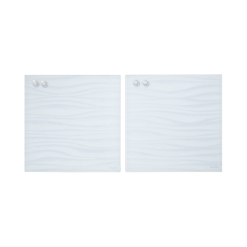 Magnetic Dry-Erase Glass Board with Magnets, 17.5in x 17.5in, Wall-Mounted Whiteboard, 2-Pack