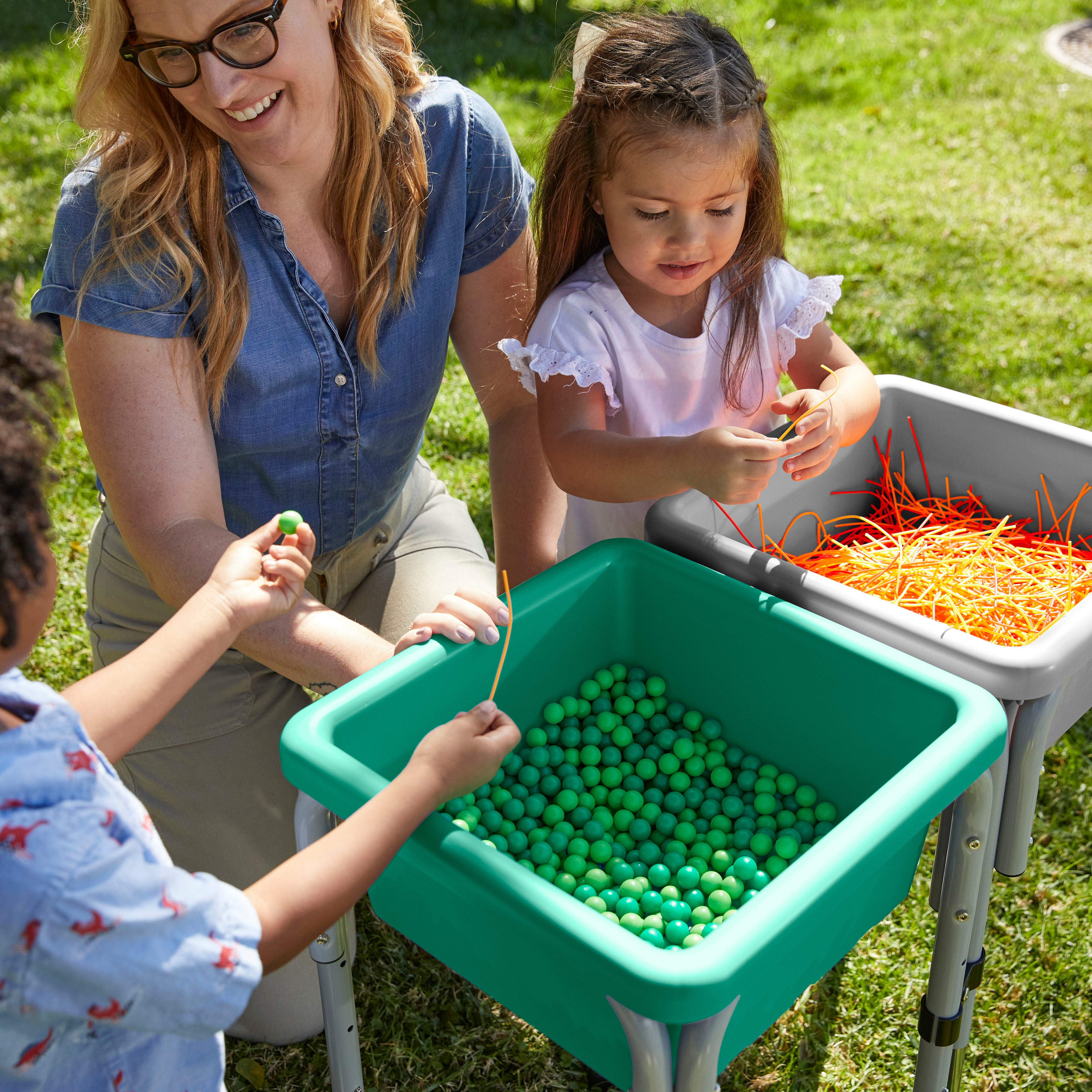 2-Station Sand and Water Adjustable Play Table, Sensory Bins