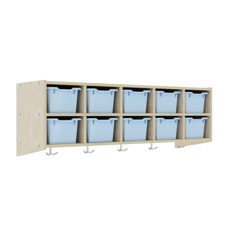 10-Section Hanging Coat Locker with Shelf and 10 Scoop Front Storage B