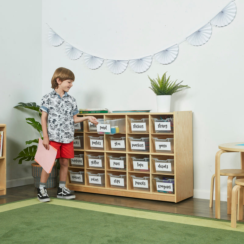 20 Cubby Mobile Tray Storage Cabinet, 4x5, Classroom Furniture