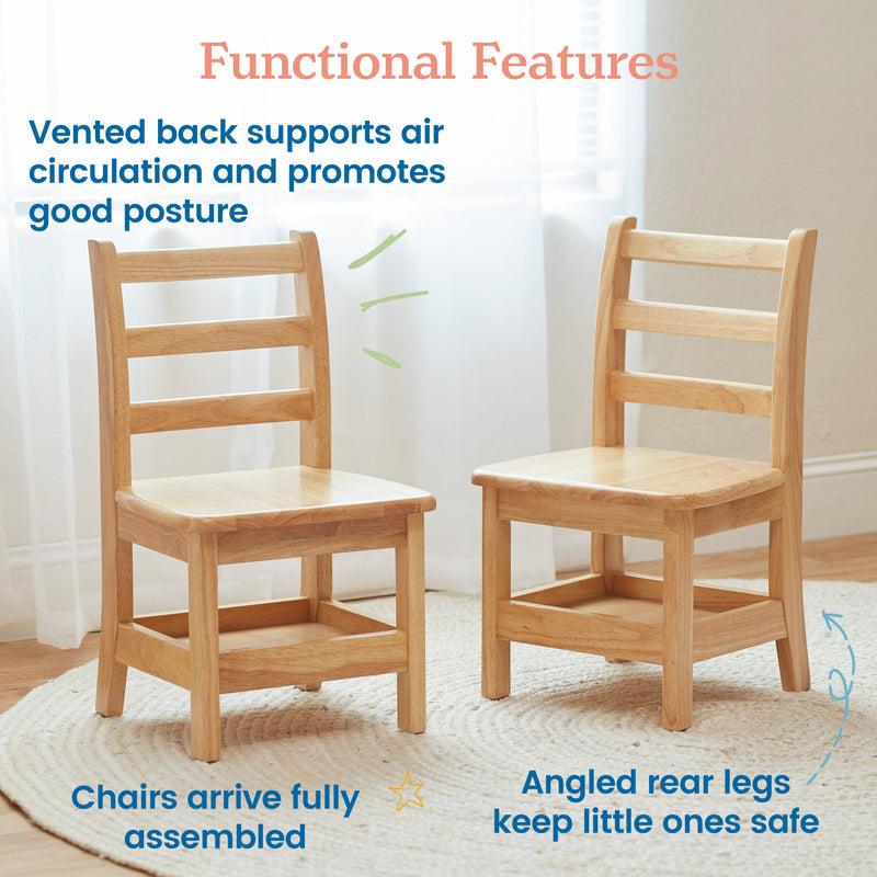 Three Rung Ladderback Chair with Storage, 2-Pack - Assembled