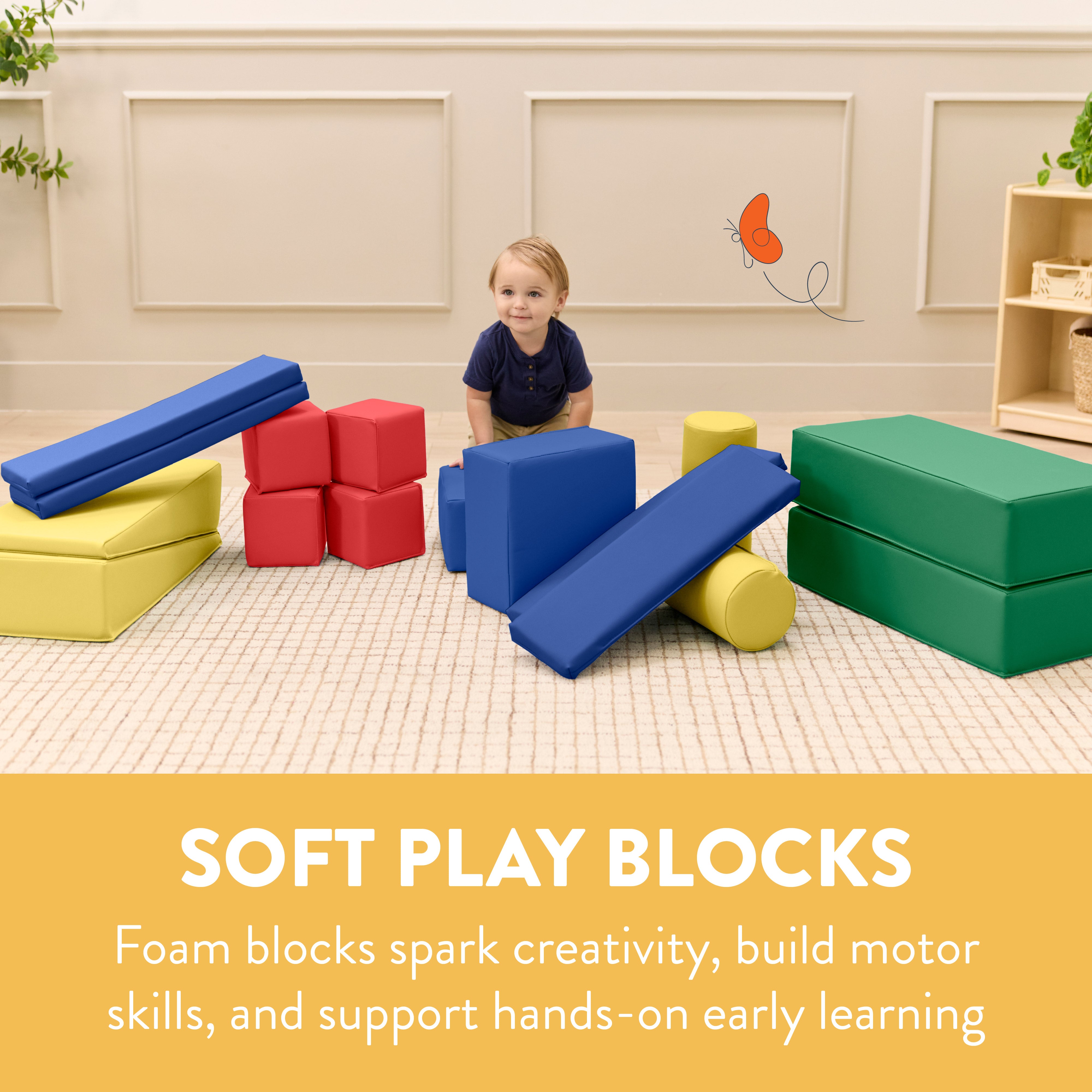 Multi-Shape Foam Building Block Set, 16-Piece