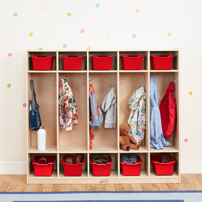 5-Section Coat Locker with 10 Scoop Front Storage Bins