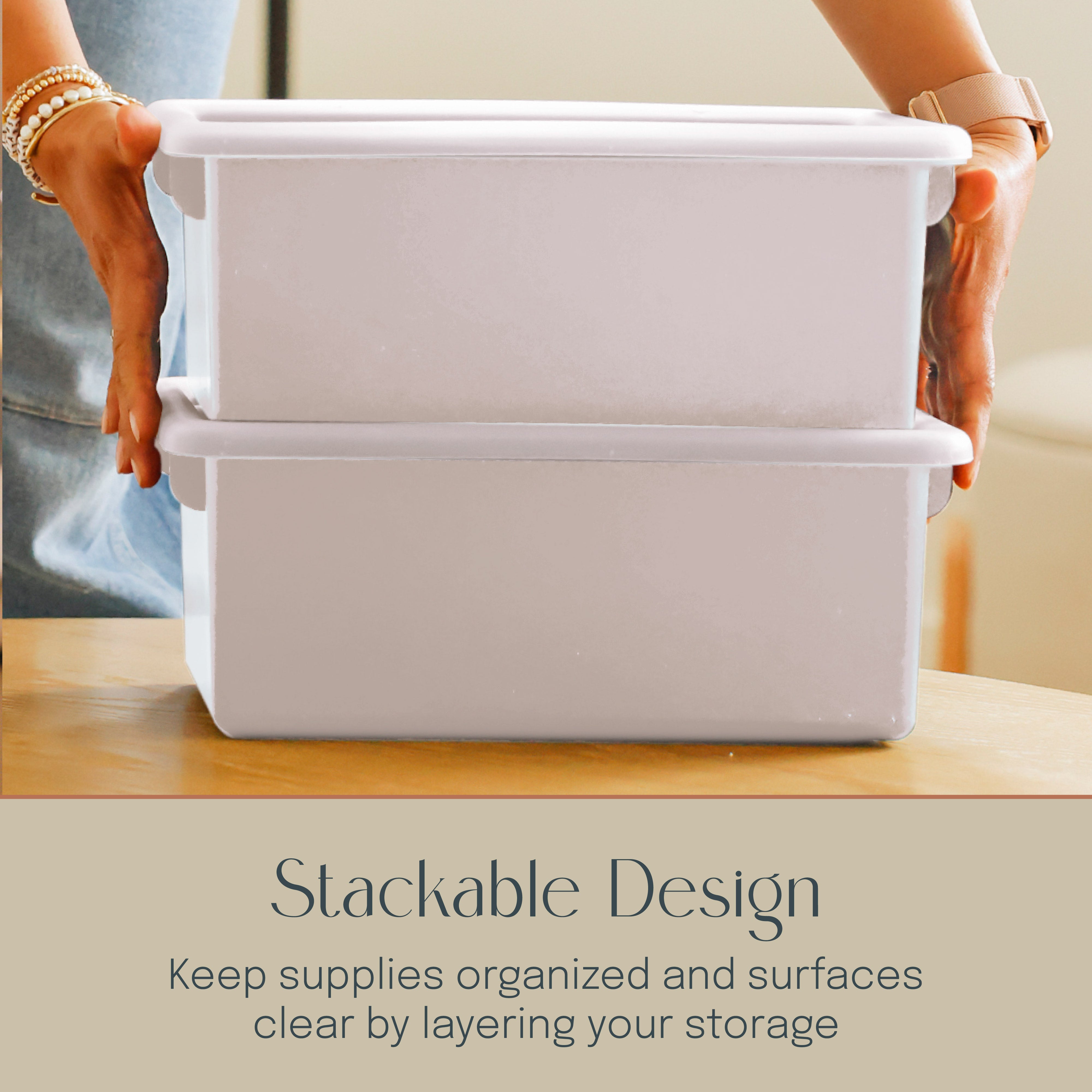 Cubby Storage Bins with Non-Snap Lids, 10-Piece