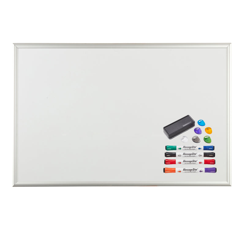 Dry-Erase Board with Accessories, Wall-Mounted Whiteboard