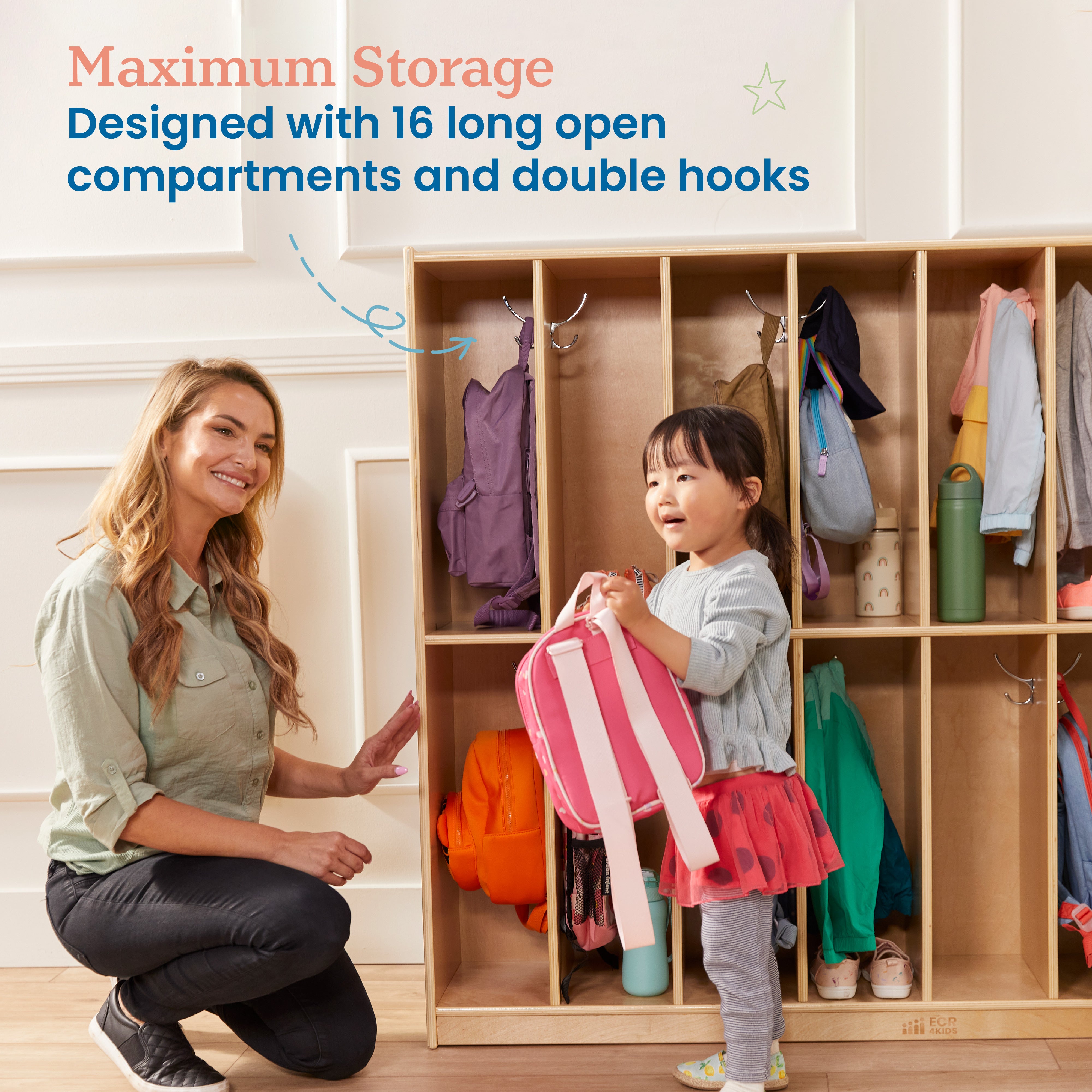 16-Section Slim-Fit Classroom Storage Coat Locker