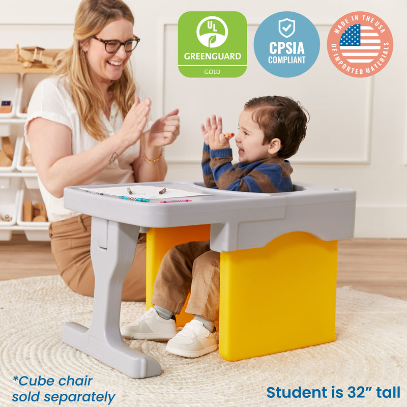 Tri-Me Cube Chair Desk, Kids Furniture, Light Grey