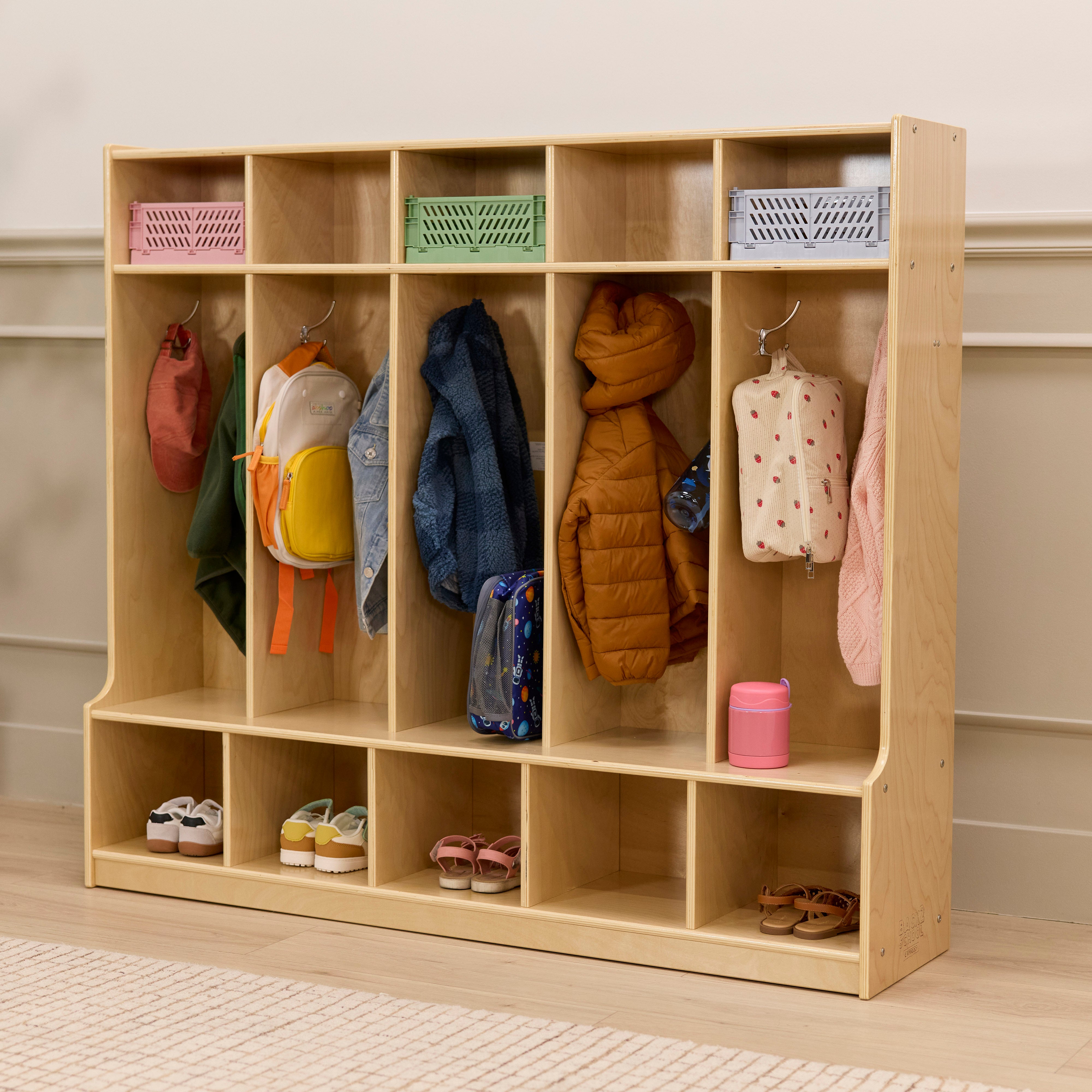 5-Section Cubby Storage Coat Locker with Bench
