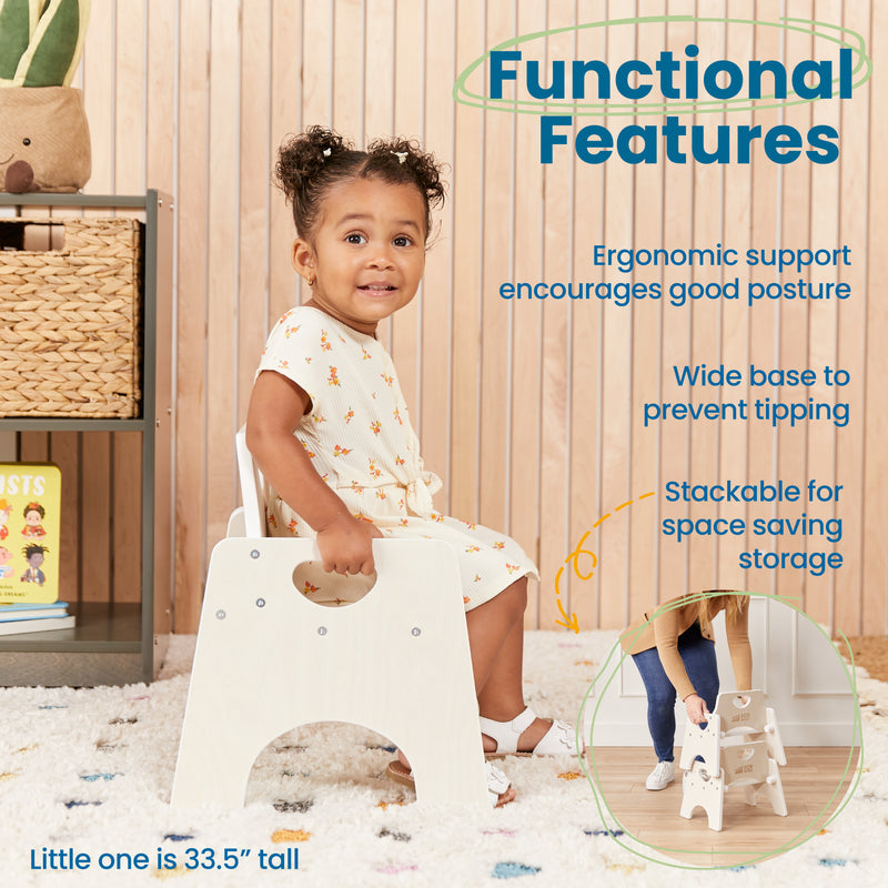 Stackable Wooden Toddler Chair, 8in, Kids Furniture, 2-Pack