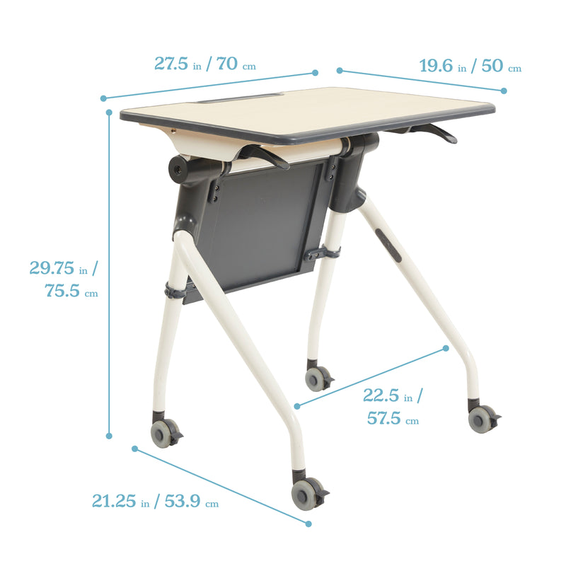 Nesting Student Desk, Portable Table, Maple/Grey