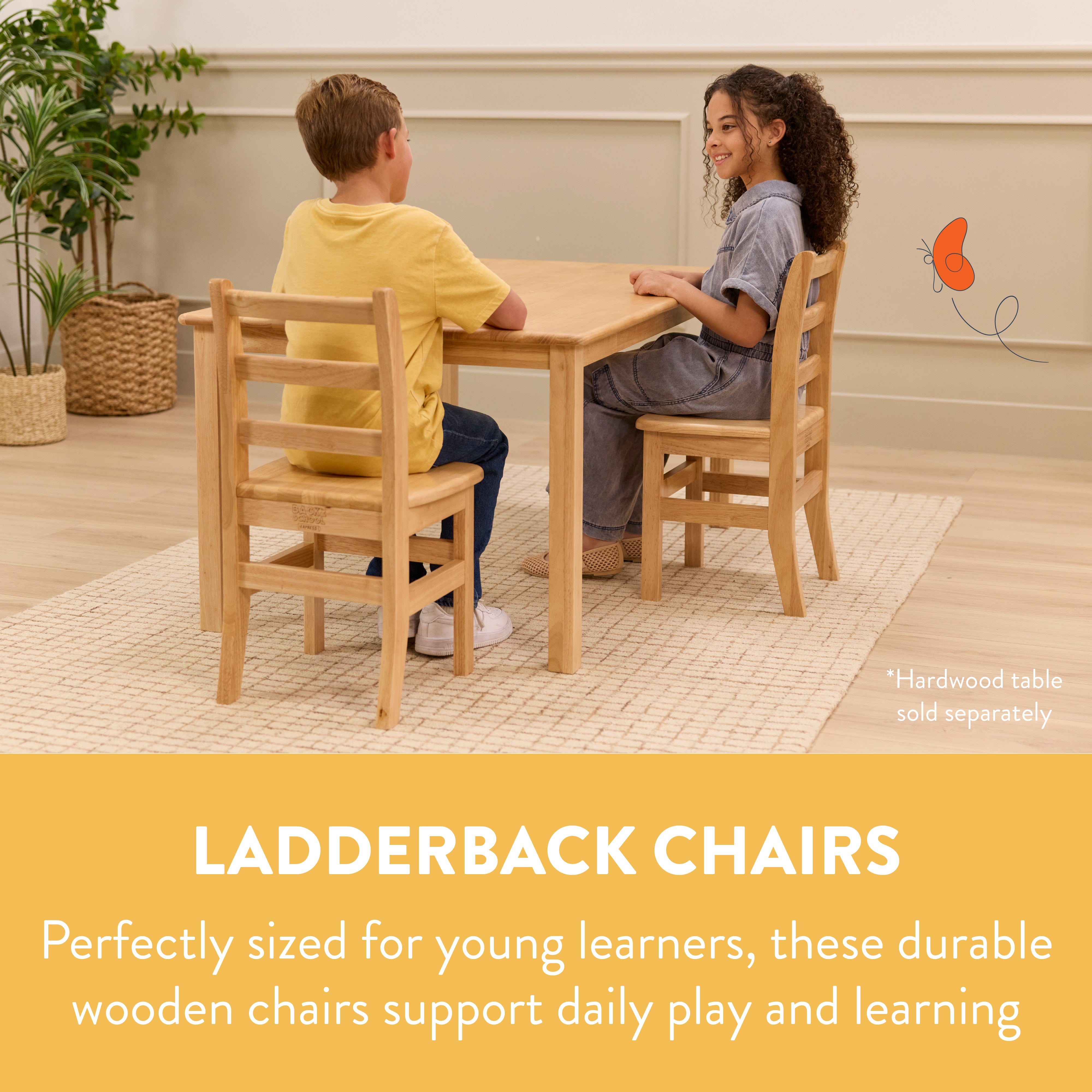 Wooden Ladderback Chairs, 2-Pack