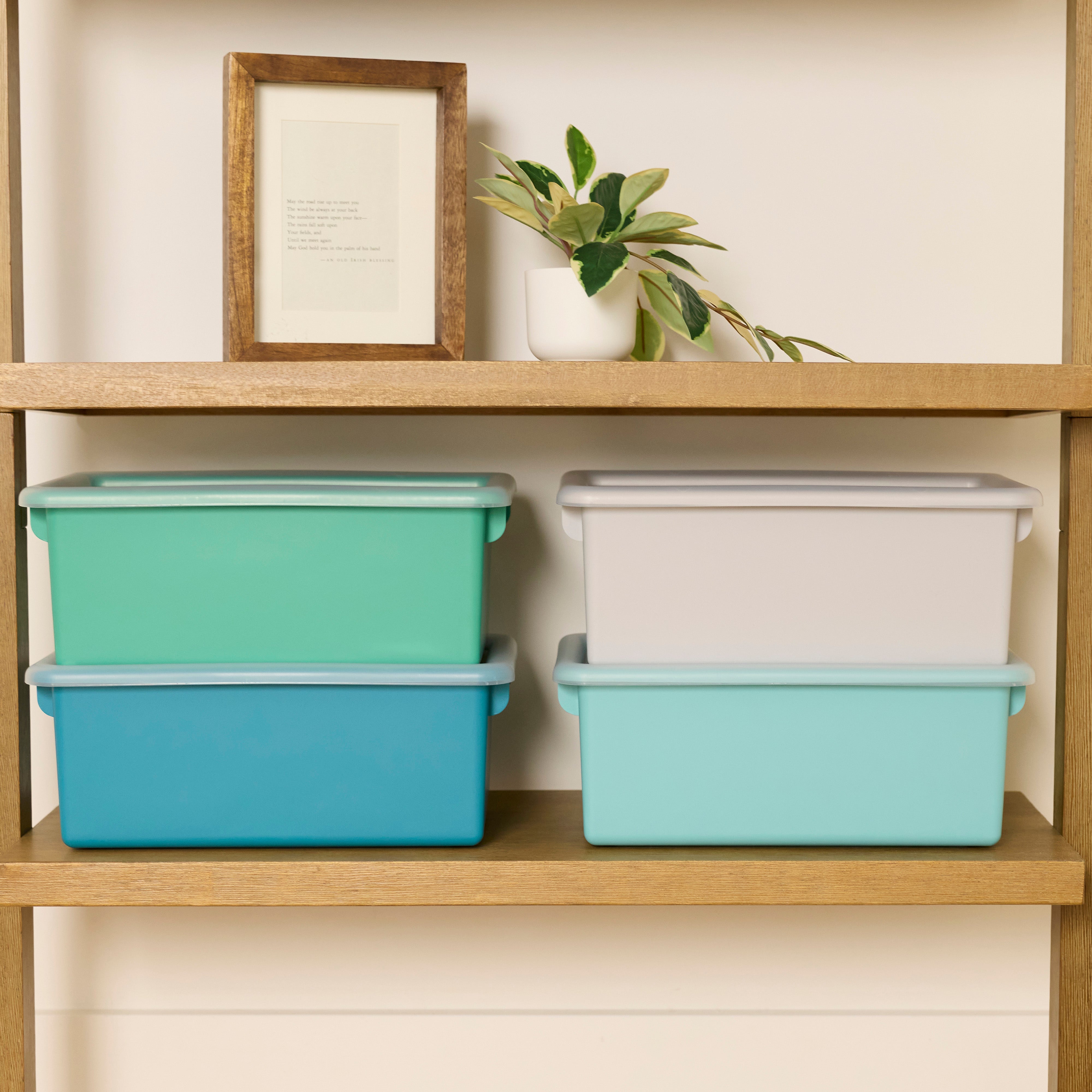 Cubby Storage Bins with Non-Snap Lids, 10-Piece