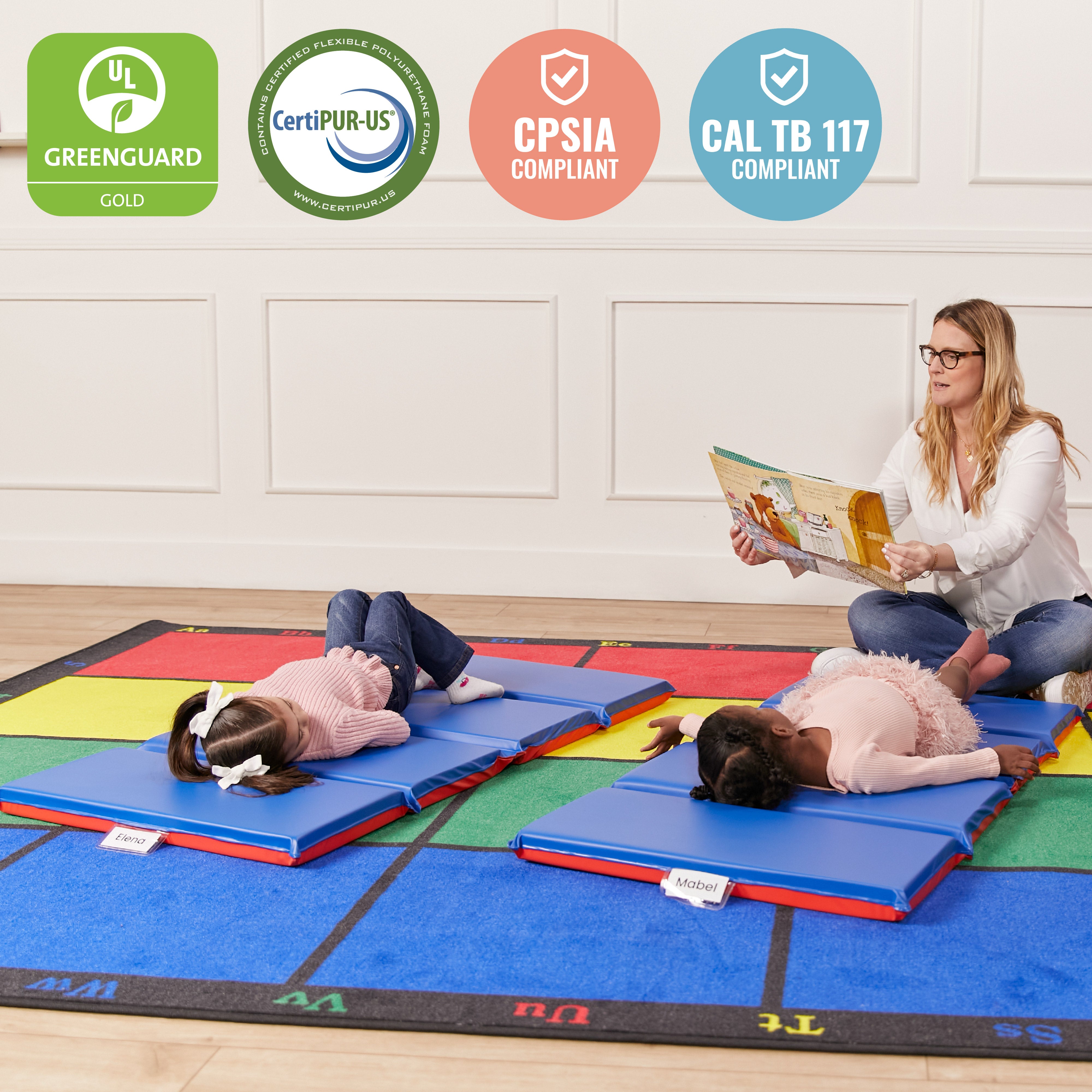 Premium Folding Rest Mat - Red/Blue