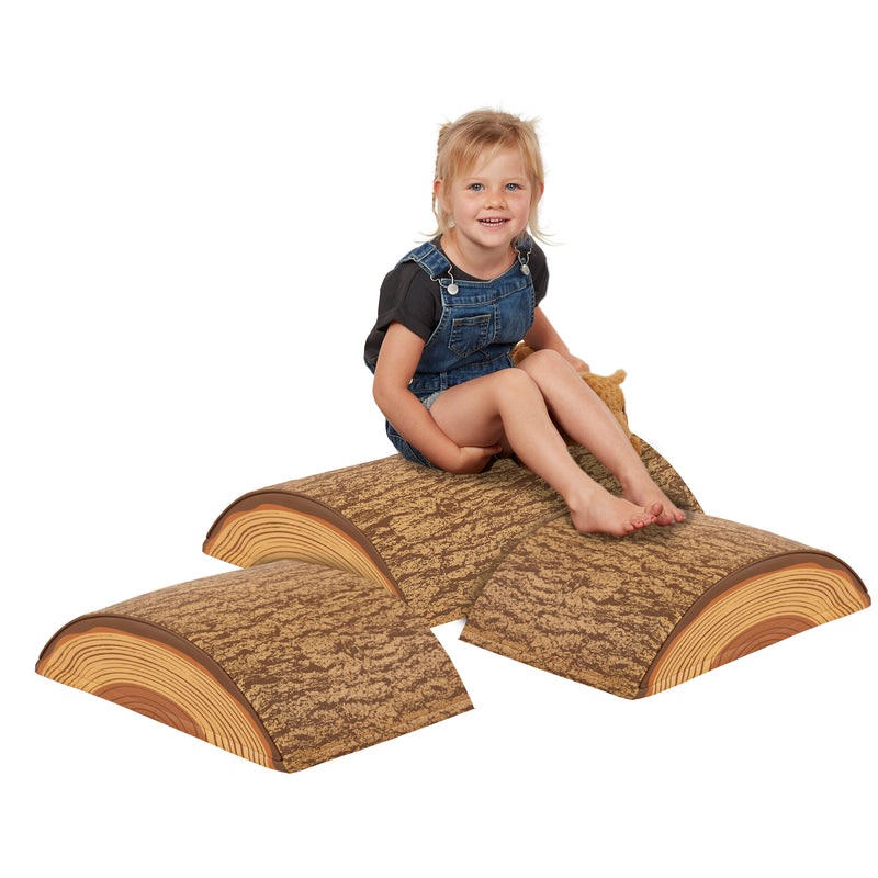 Tree Log Climber Playset, Indoor Toddler Foam Obstacle Course, 3-Piece