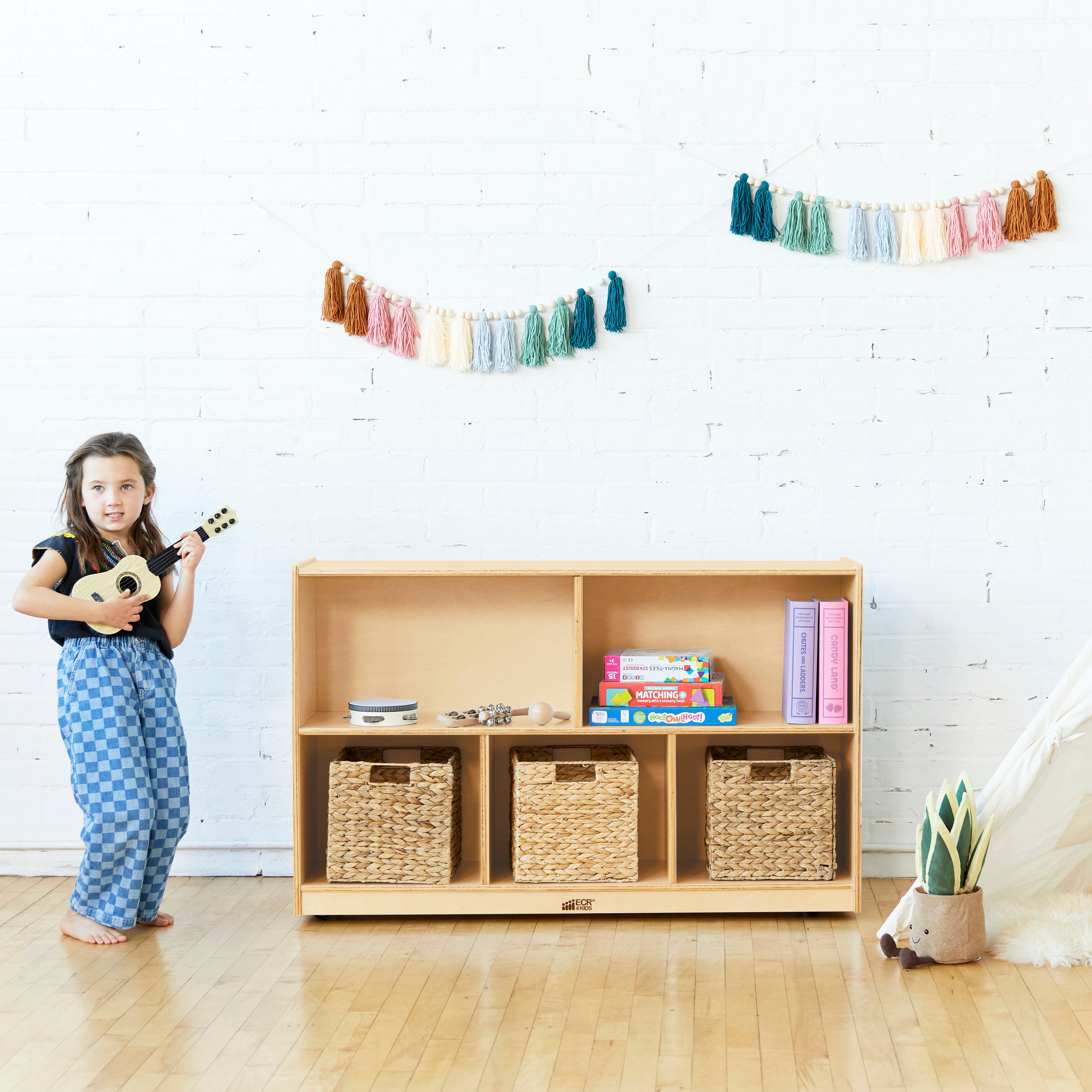 5-Compartment Mobile Storage Cabinet, Preschool