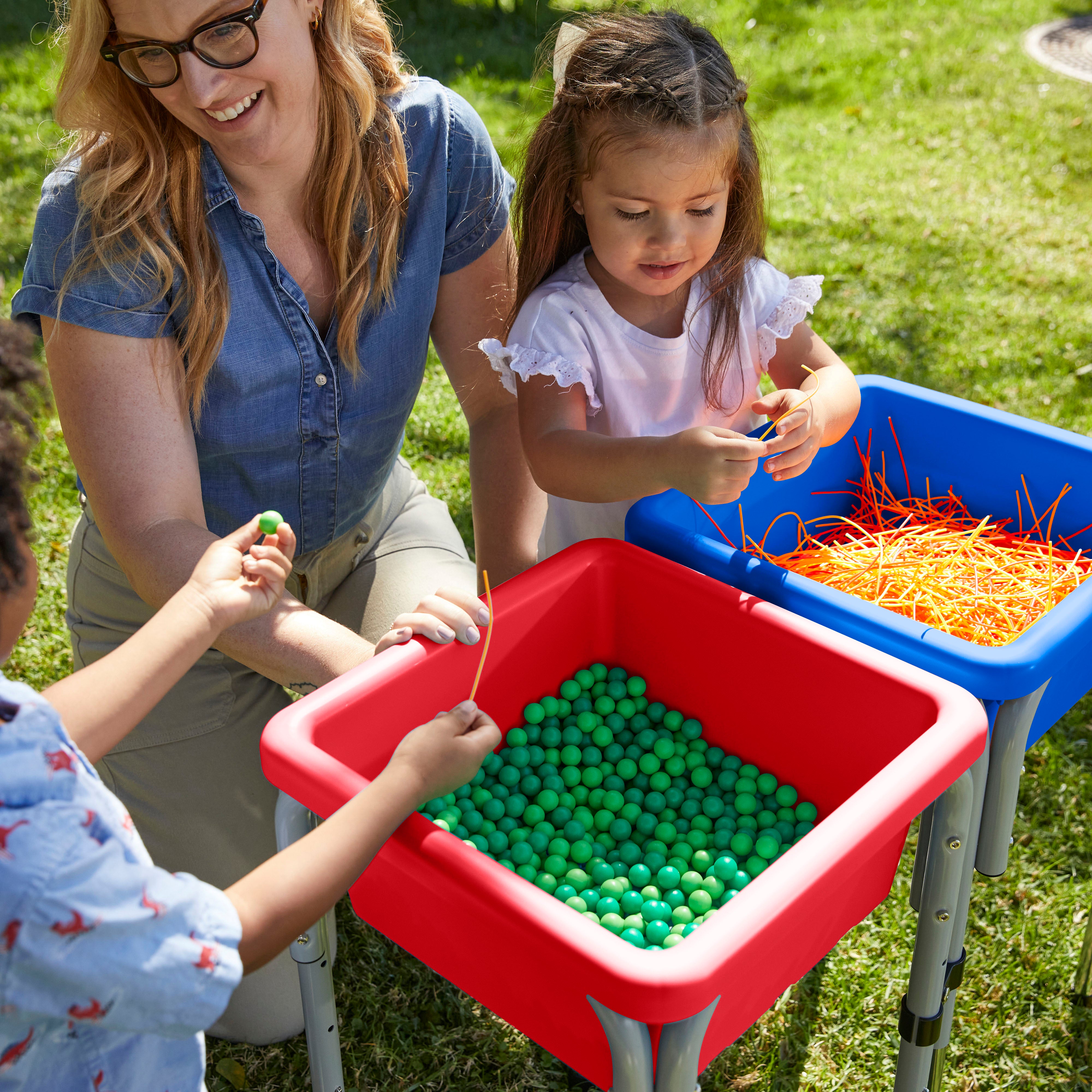 2-Station Sand and Water Adjustable Play Table, Sensory Bins