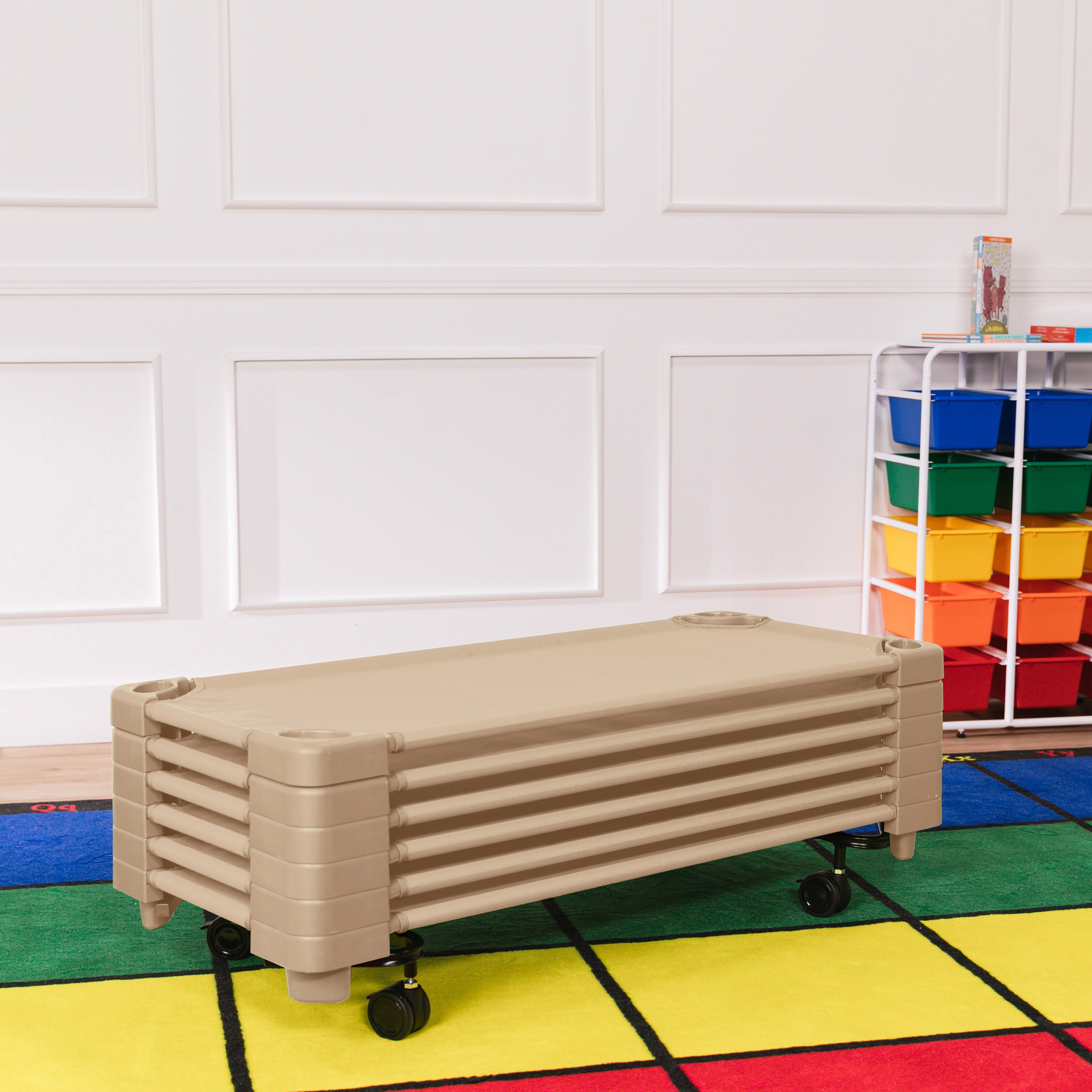 Stackable Kiddie Cots with Trolley, RTA, Standard, 6-Pack