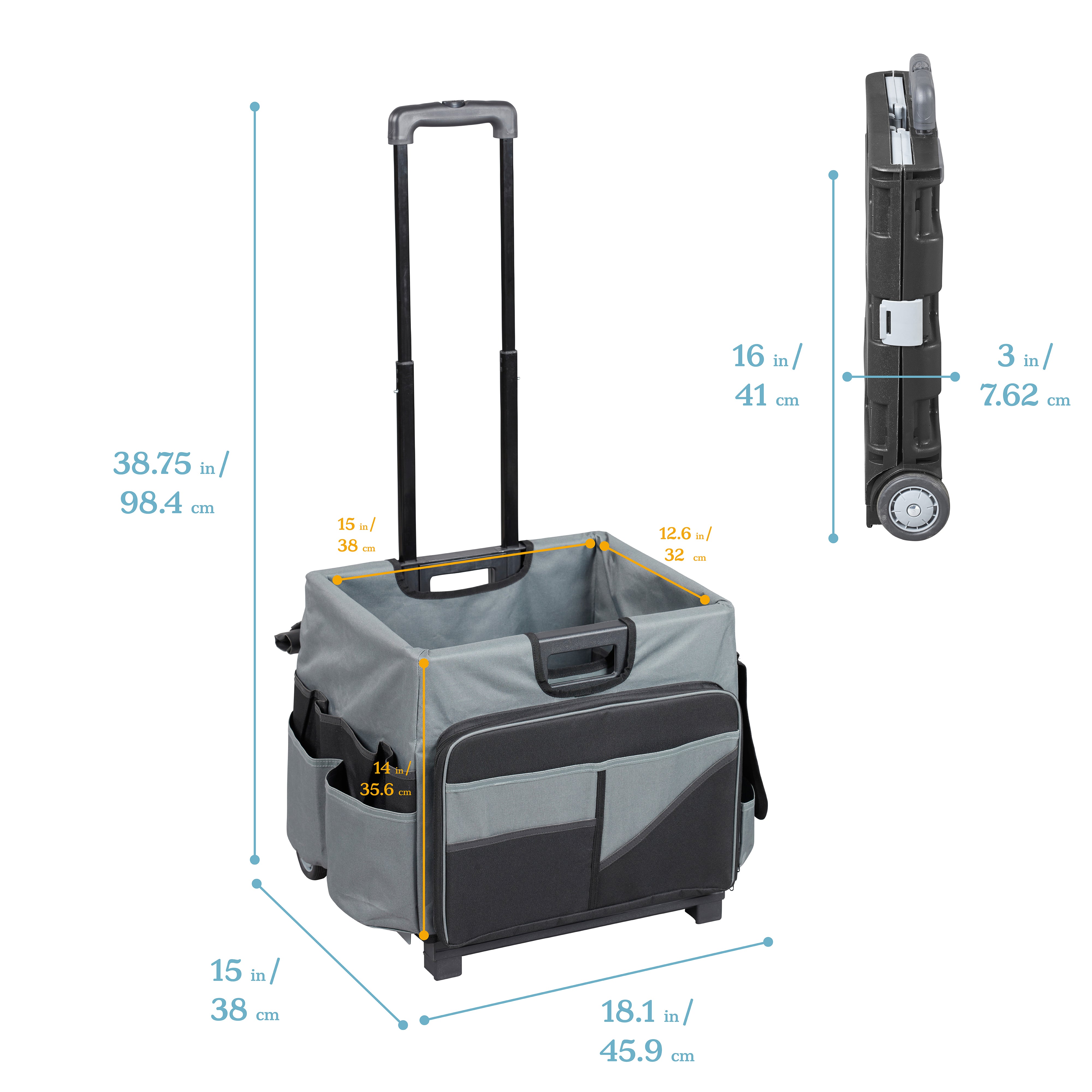 Universal Rolling Cart with Canvas Organizer Bag, Mobile Storage