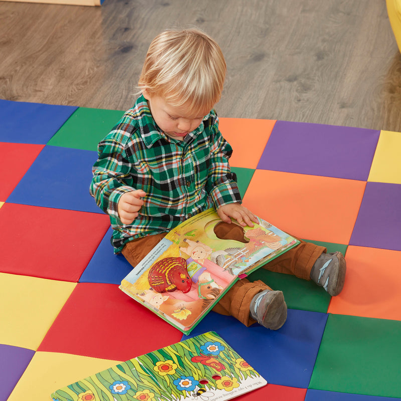 Patchwork Toddler Activity Mat, Folding Tummy Time Foam Playmat