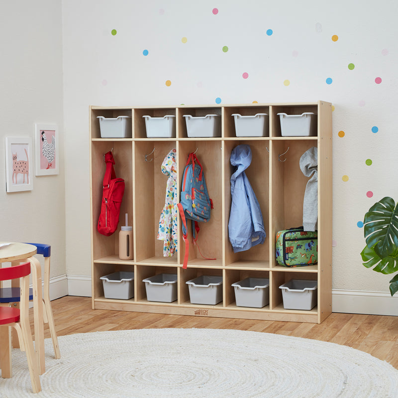 5-Section Coat Locker with 10 Scoop Front Storage Bins