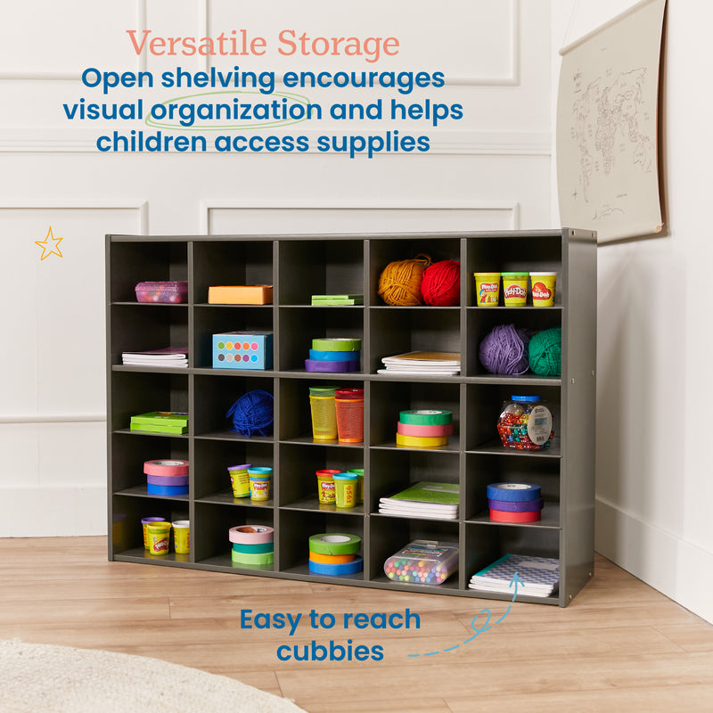 Streamline 25 Cubby Tray Storage Cabinet, 5x5, Classroom Furniture