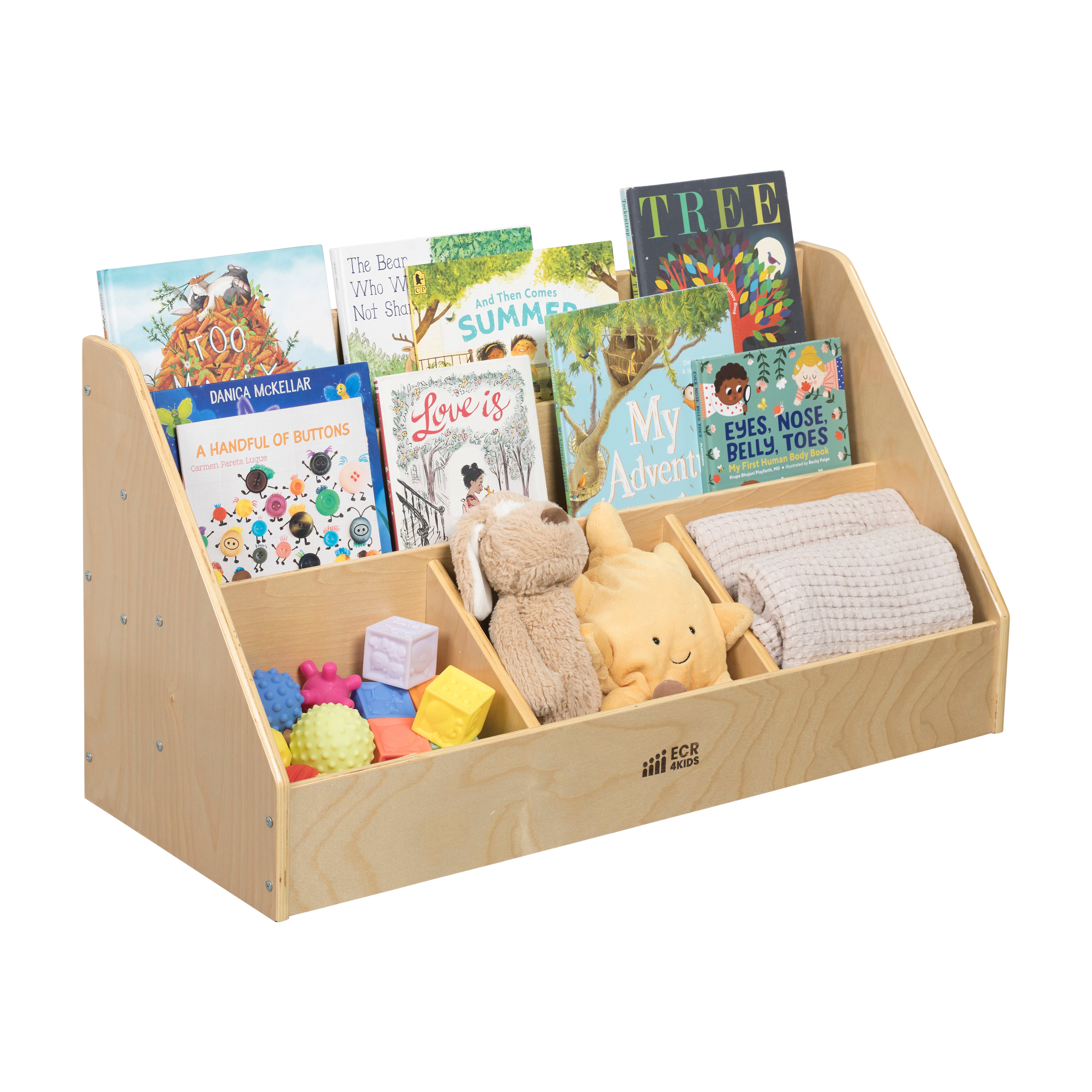 5-Compartment Easy to Reach Book Display, Classroom Storage, Natural
