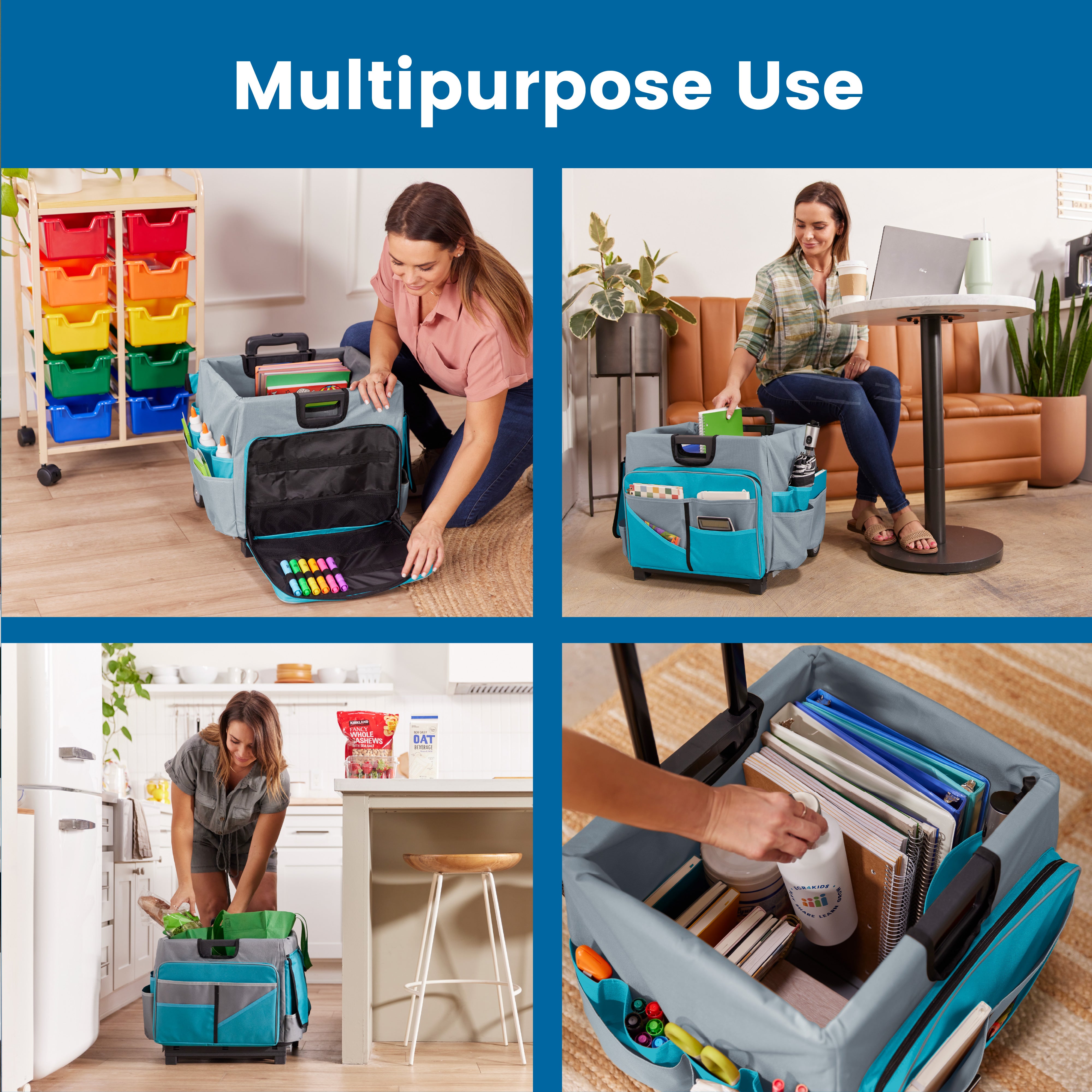 Universal Rolling Cart with Canvas Organizer Bag, Mobile Storage