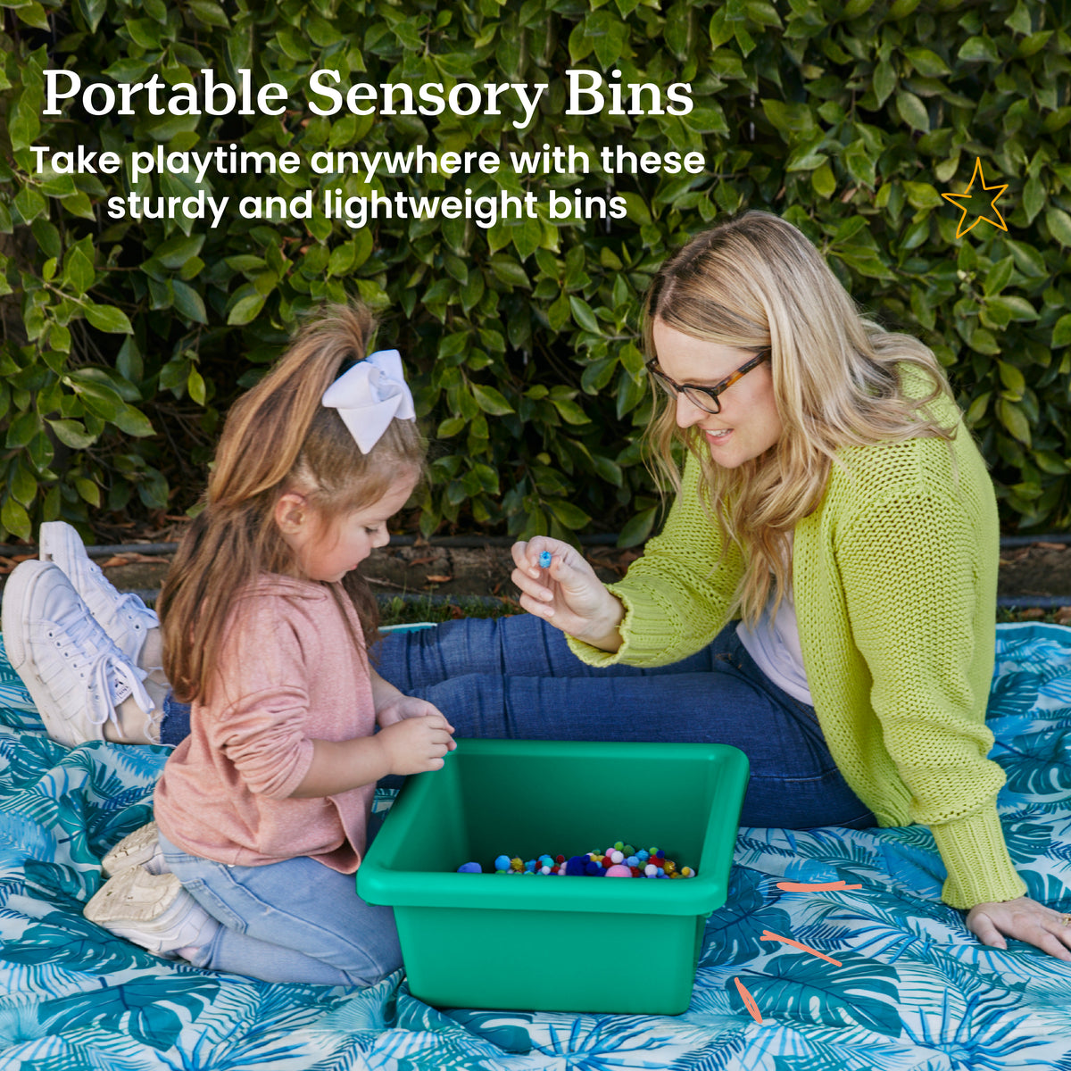 Stackable Square Bins with Non-Snap Lids, 2-Pack