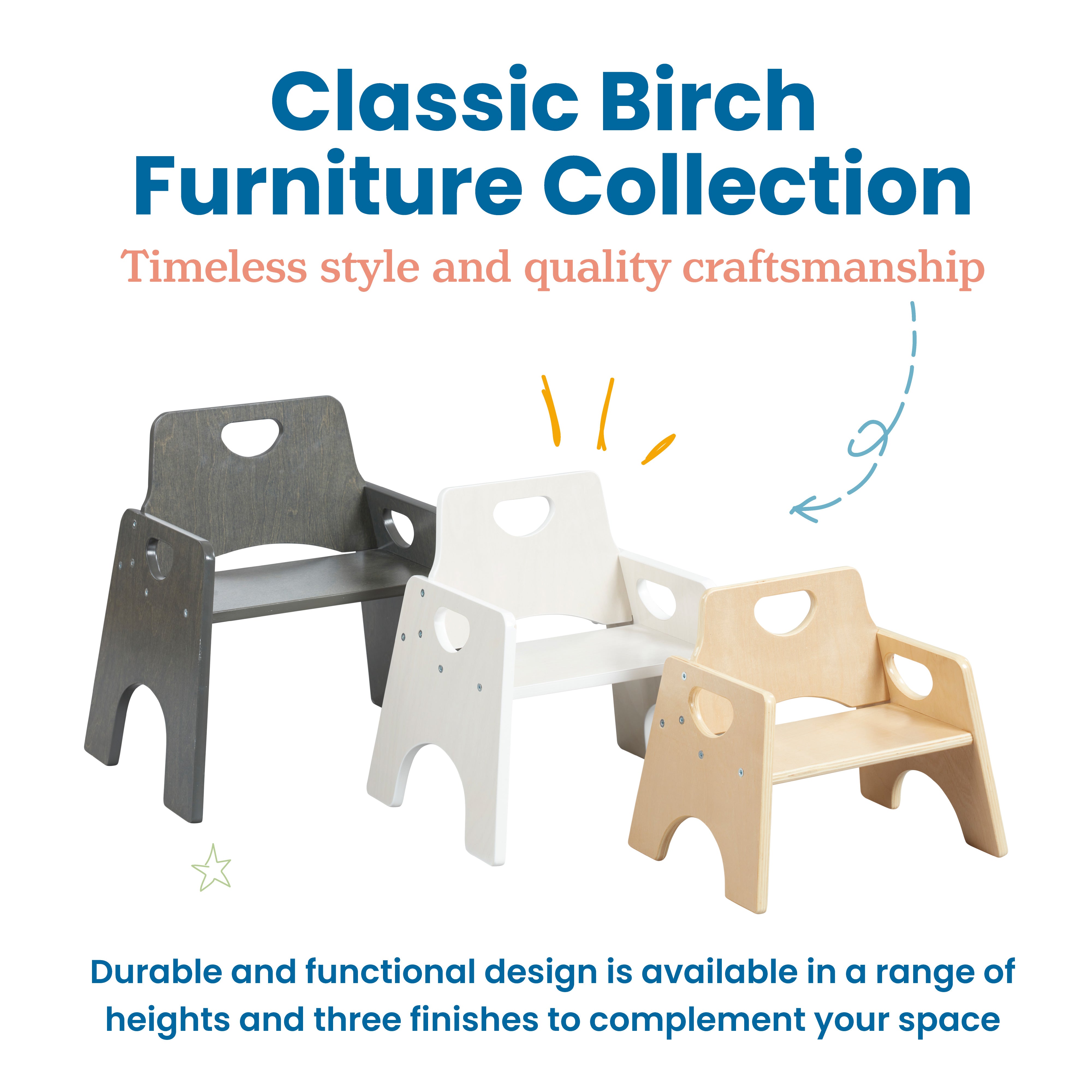 Stackable Wooden Toddler Chair, 8in, 2-Pack