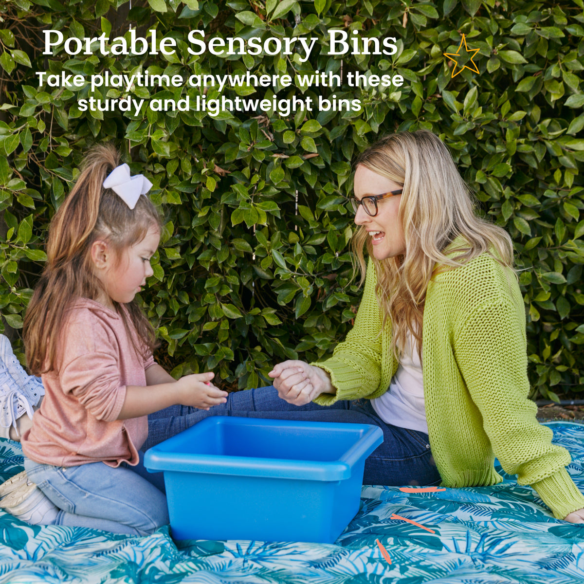 Stackable Square Bins with Non-Snap Lids, 2-Pack