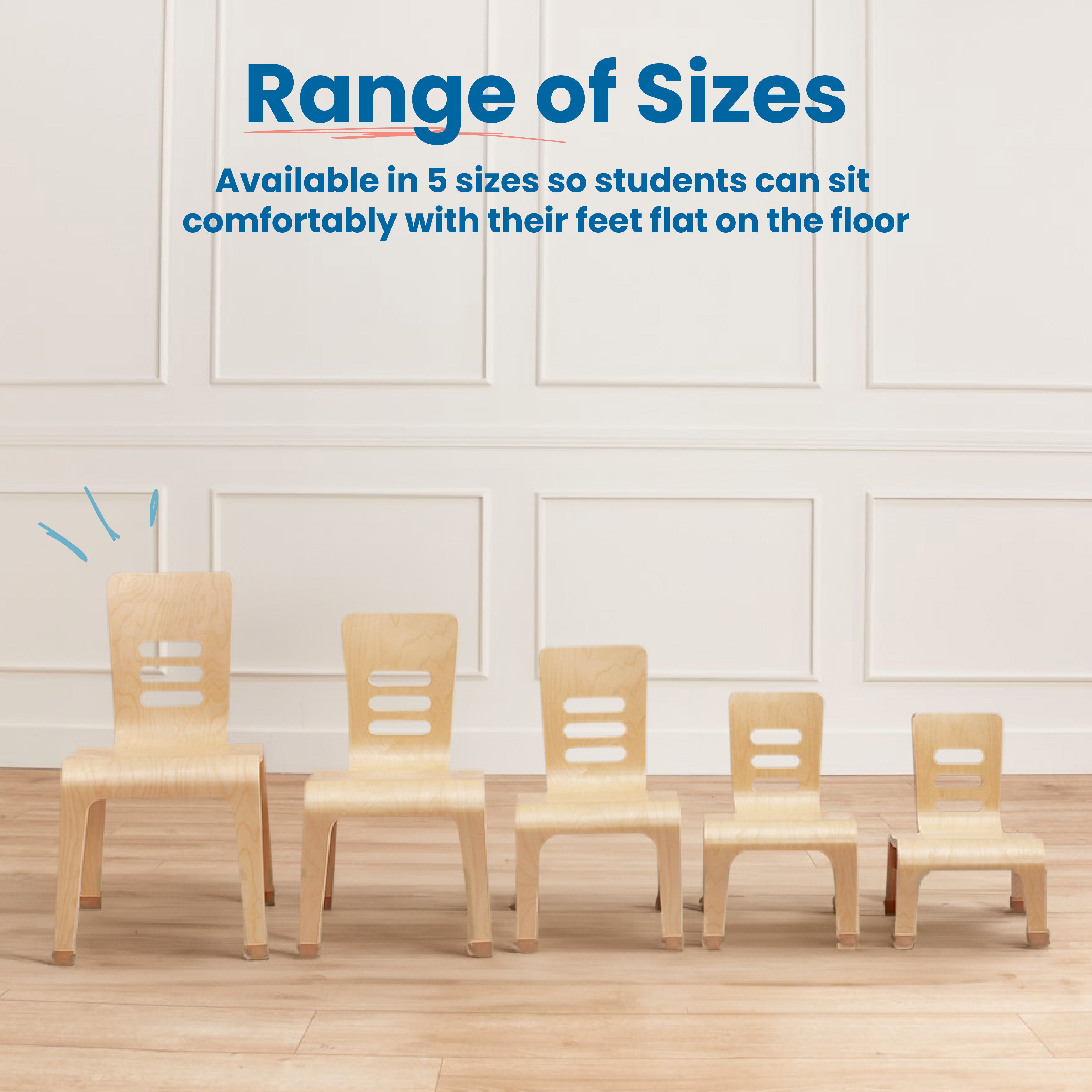 Bentwood Chair, 8in Seat Height, Stackable Seats, 2-Pack
