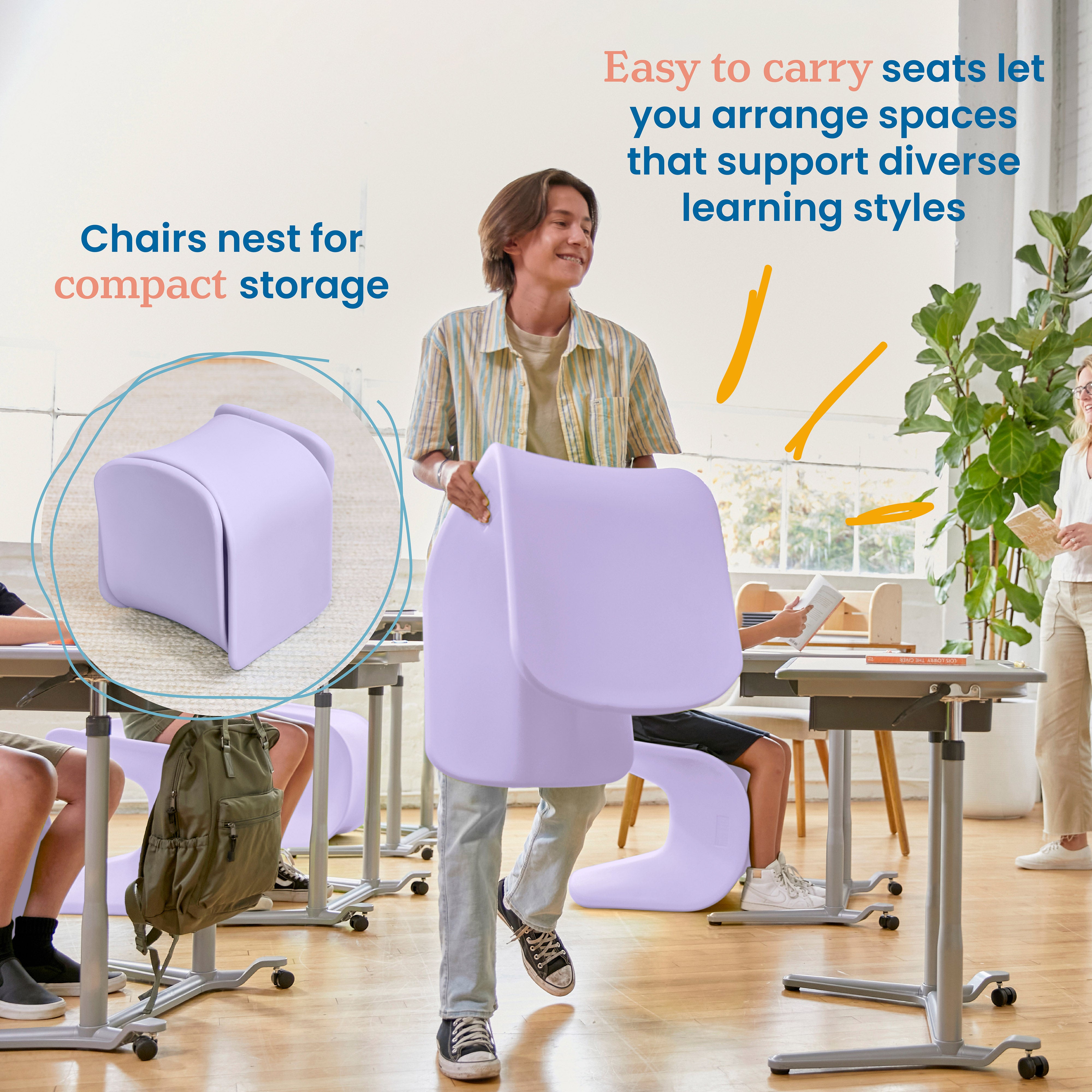 Wave Seat, 18in - 19.6in Seat Height, 2-Pack