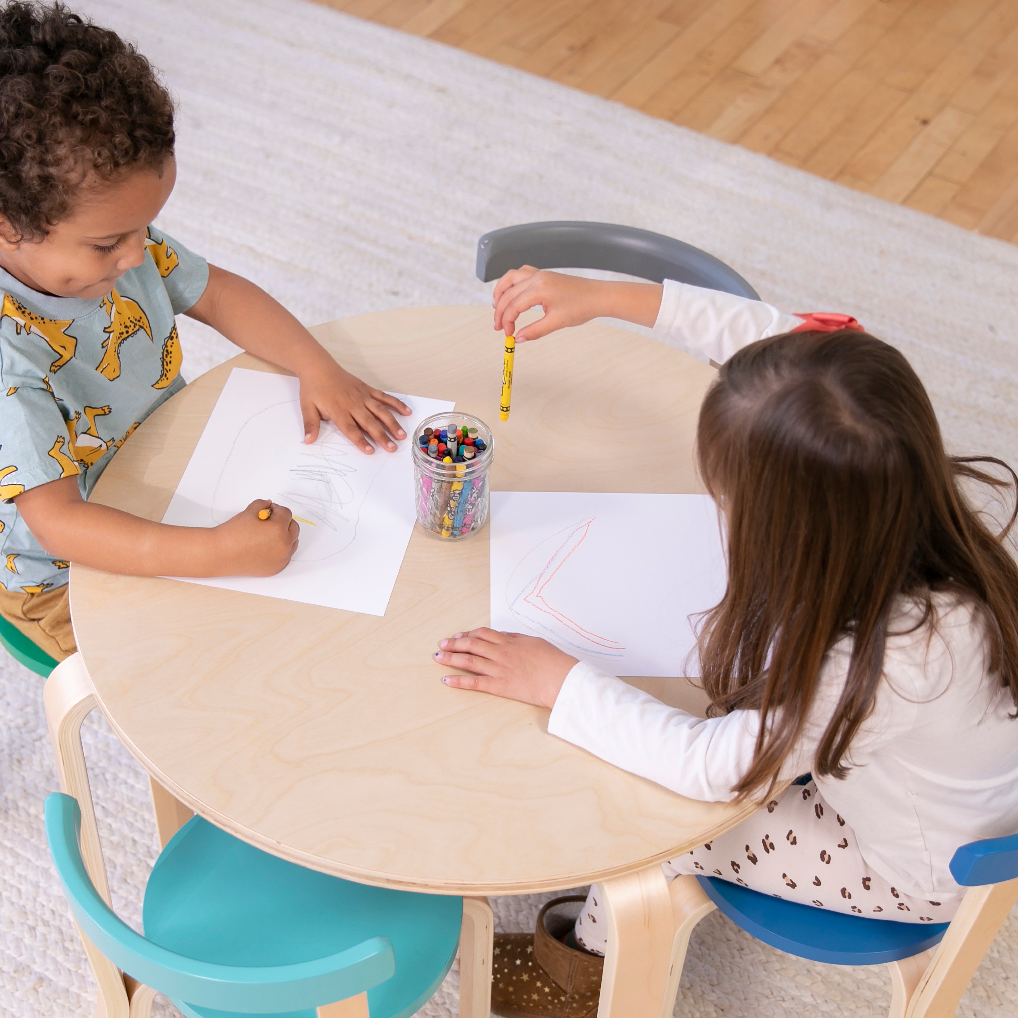 Bentwood Table and Curved Back Chair Set, 5-Piece