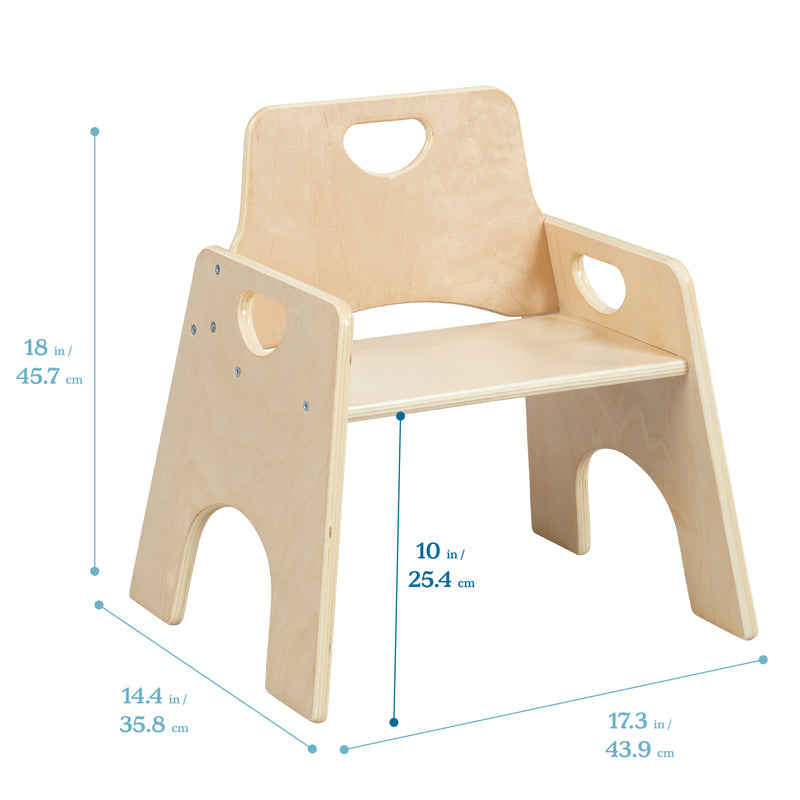 Stackable Wooden Toddler Chair, 10in, Kids Furniture, 2-Pack