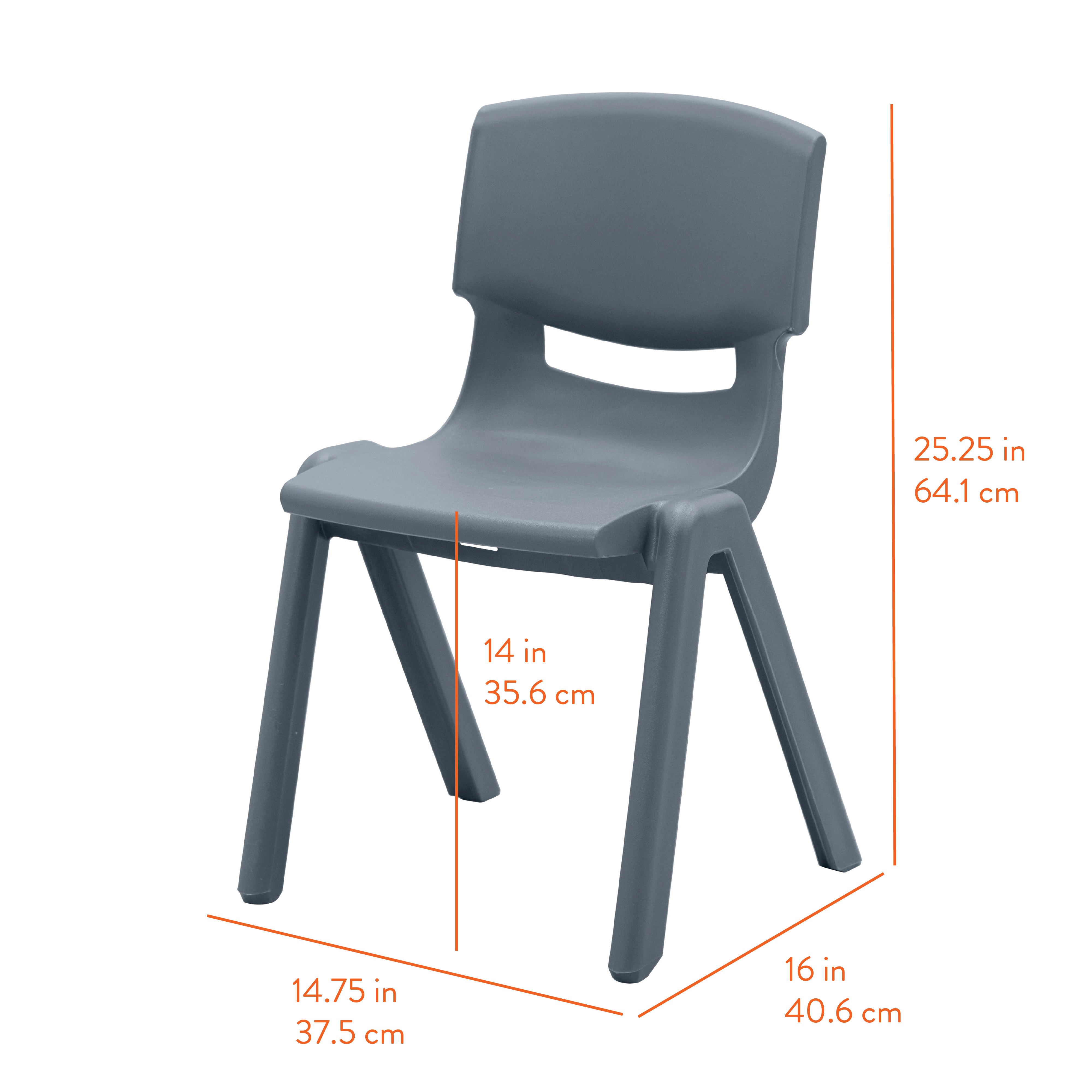 Stackable School Chairs, 14in Seat Height, 4-Pack