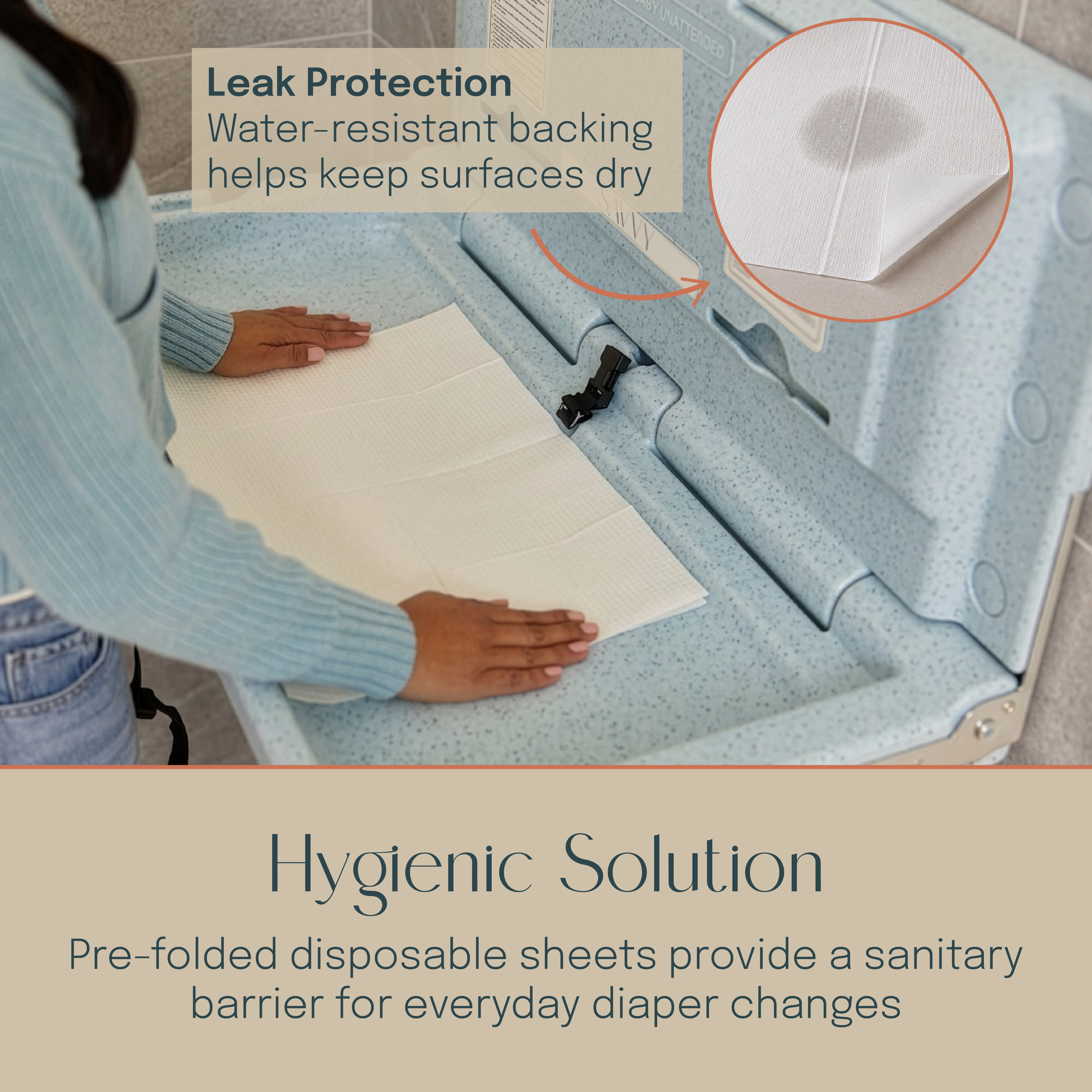 Commercial Wall-Mounted Baby Changing Station with 500 Disposable Sanitary Liners